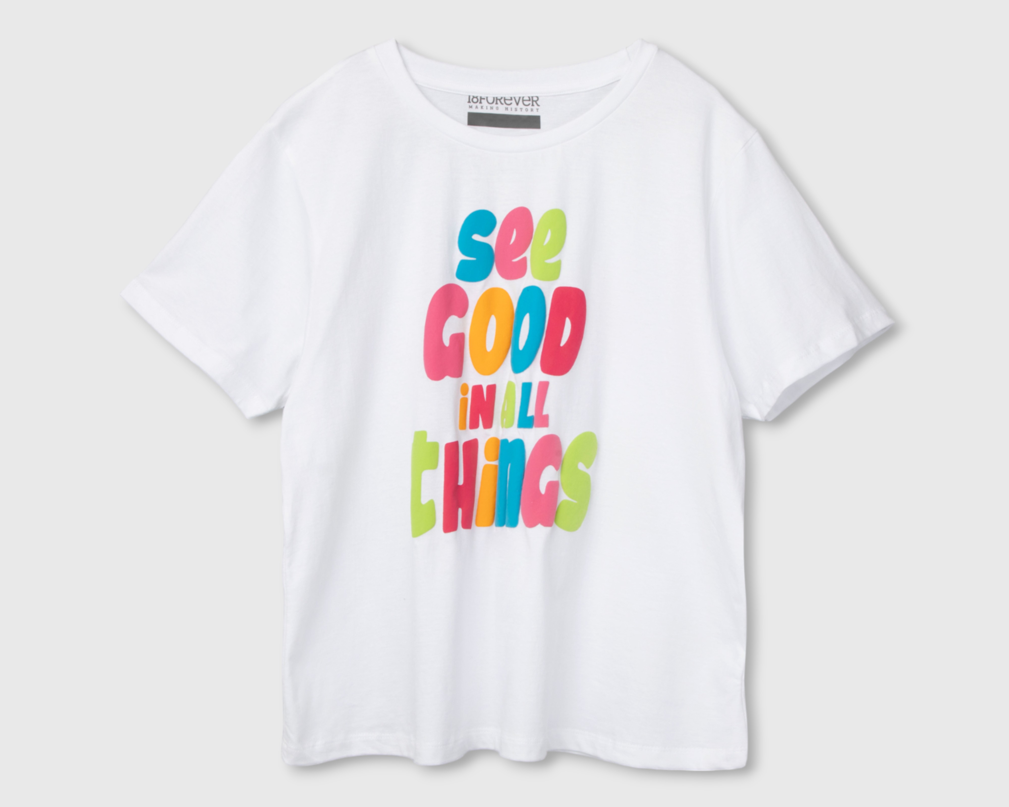 Foto 2 pulgar | Foto 1 | Playera 18 Forever Manga Corta con Estampado