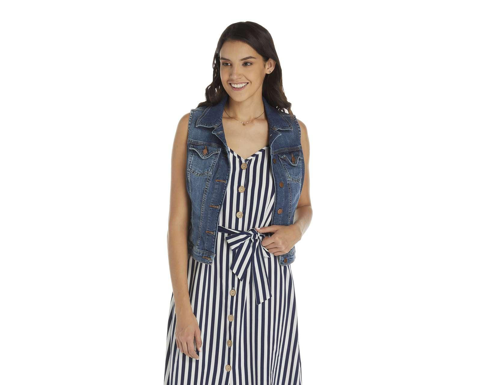 Vestido Refill Casual a Rayas de Tirantes con Cinto