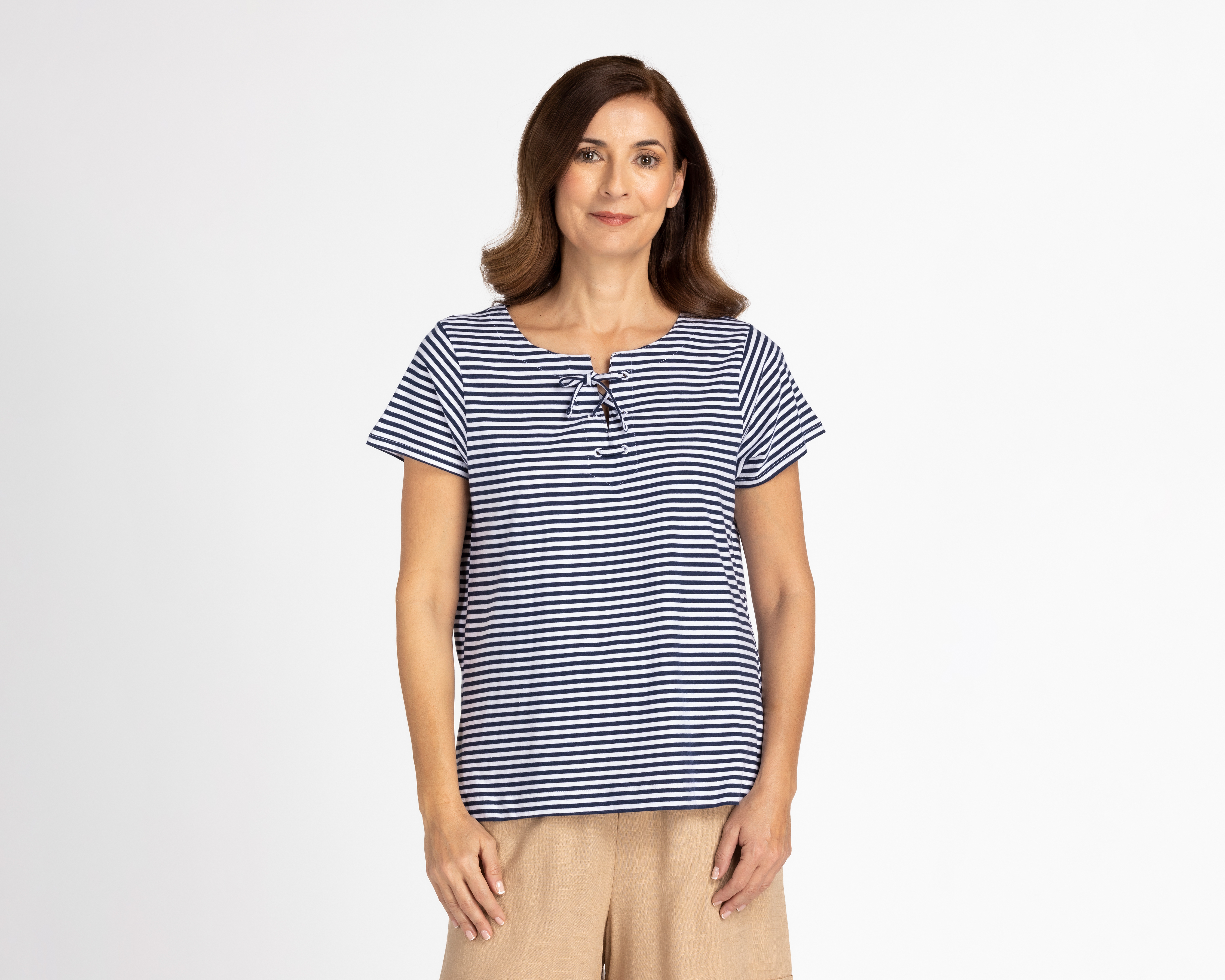 Foto 2 pulgar | Foto 1 | Blusa Lady Sun de Rayas Manga Corta