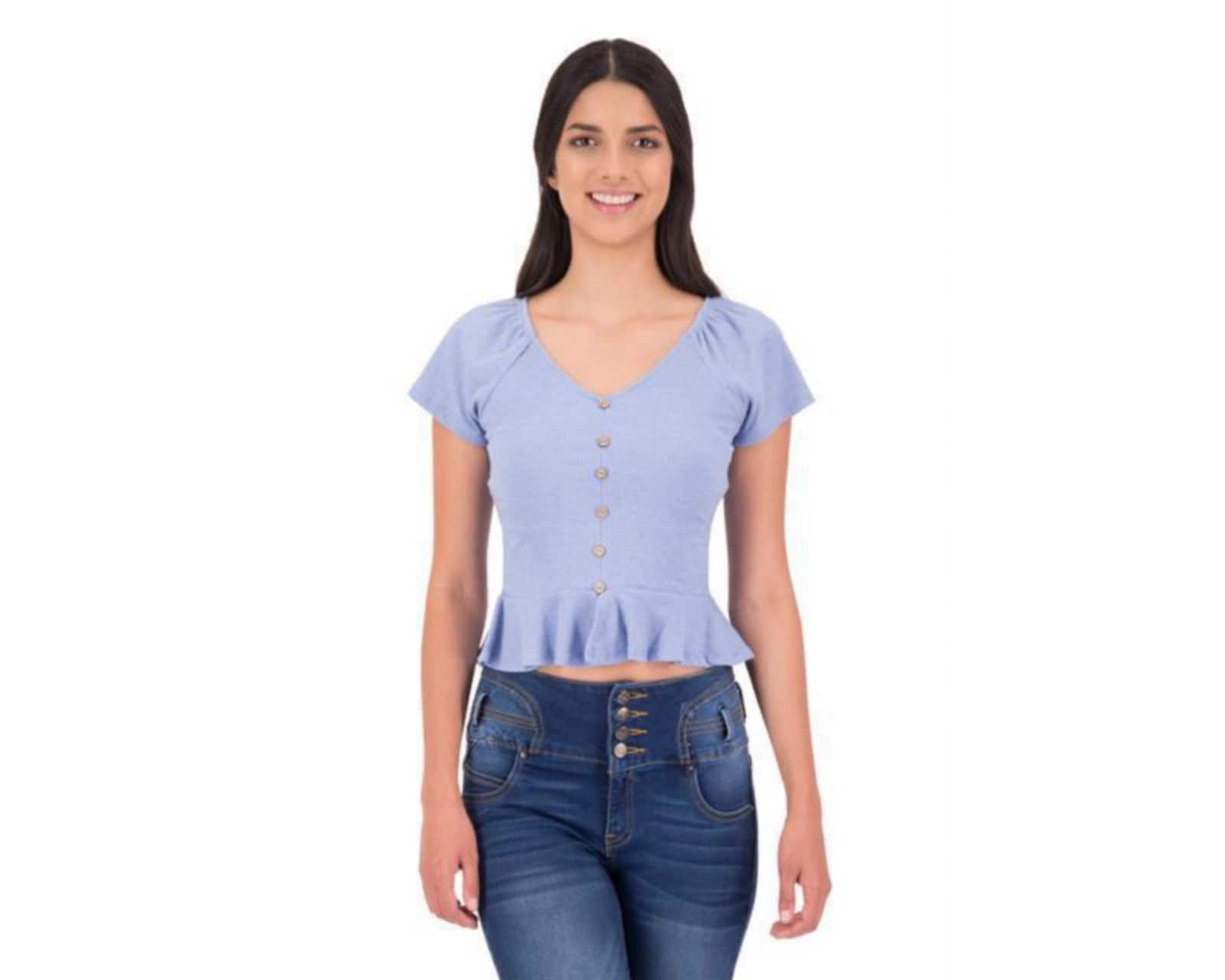 Blusa 18 Forever Manga Corta con Botones