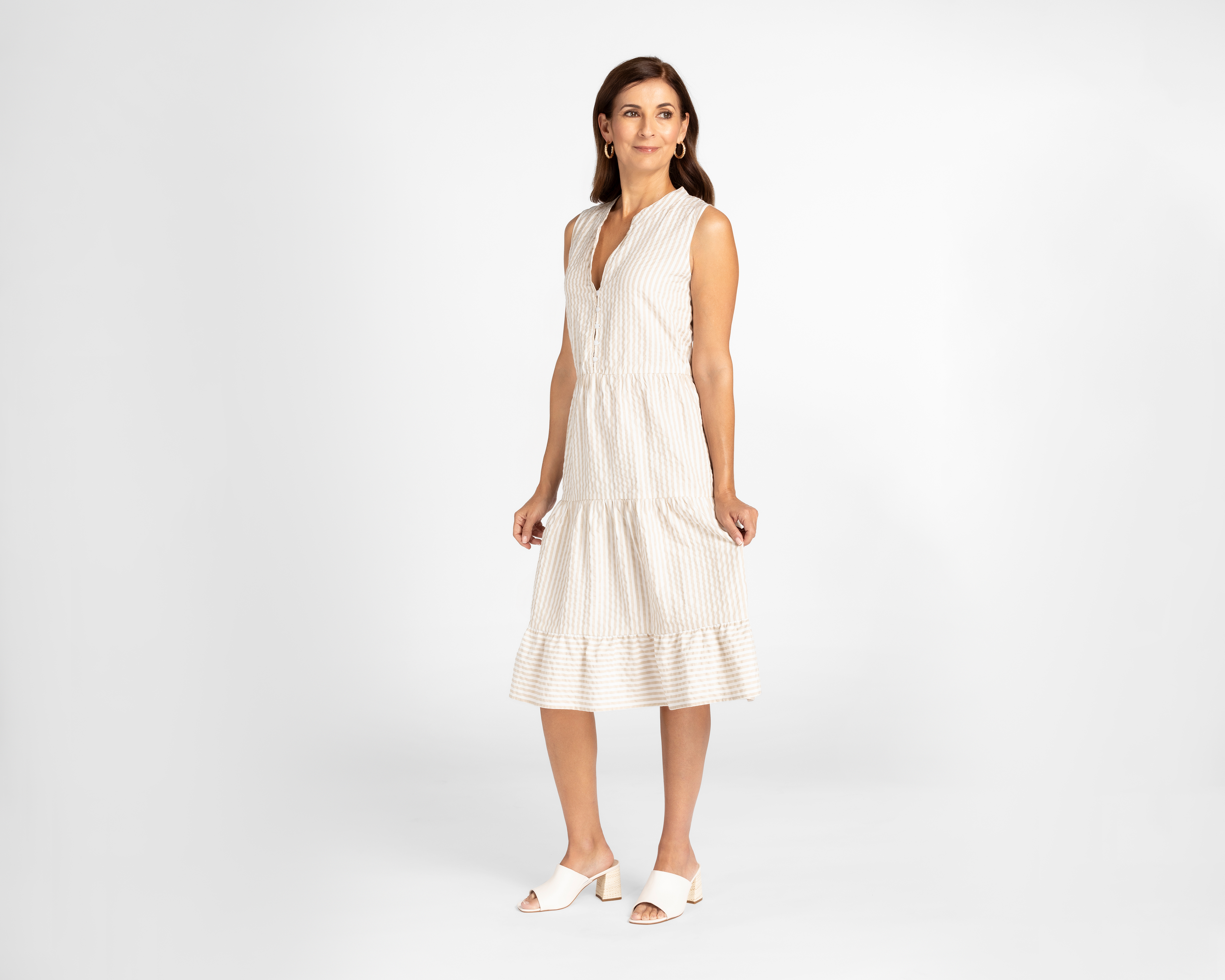 Vestido Lady Sun Casual con Estampado a Rayas
