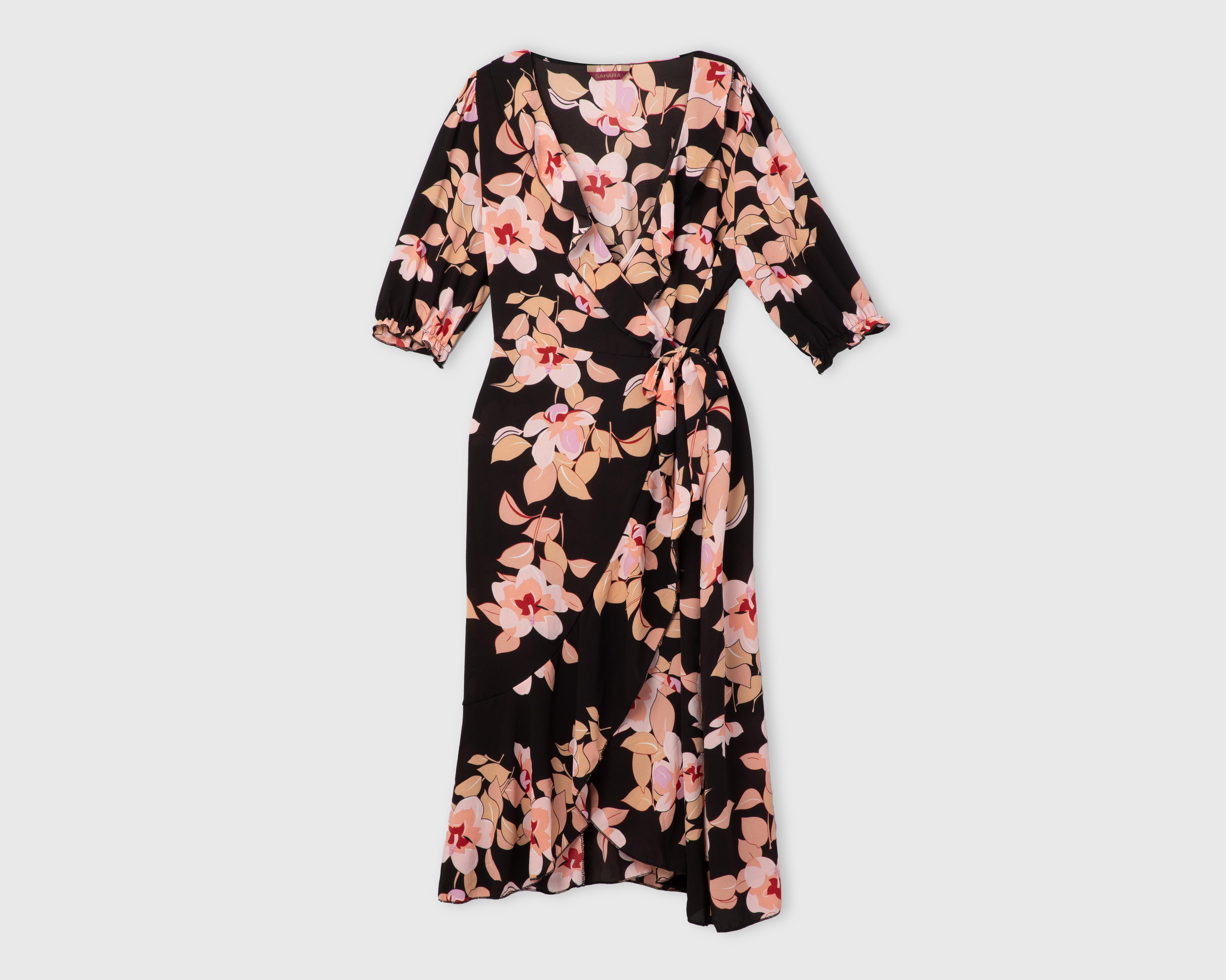 Foto 2 pulgar | Foto 1 | Vestido Casual Sahara Escote Cruzado con Estampado de Flores