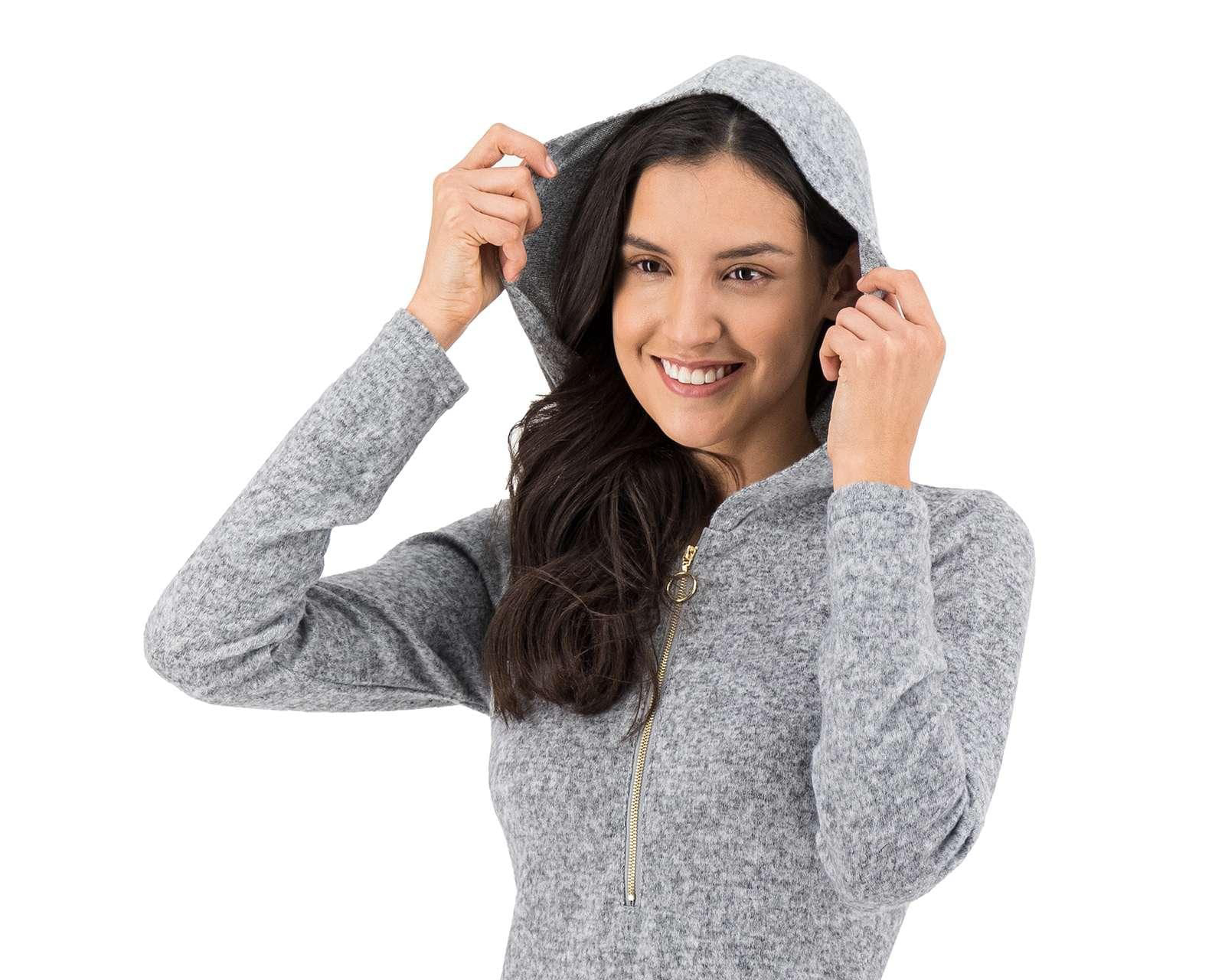 Foto 8 pulgar | Foto 7 | Vestido Refill con Manga Larga y Capucha Gris