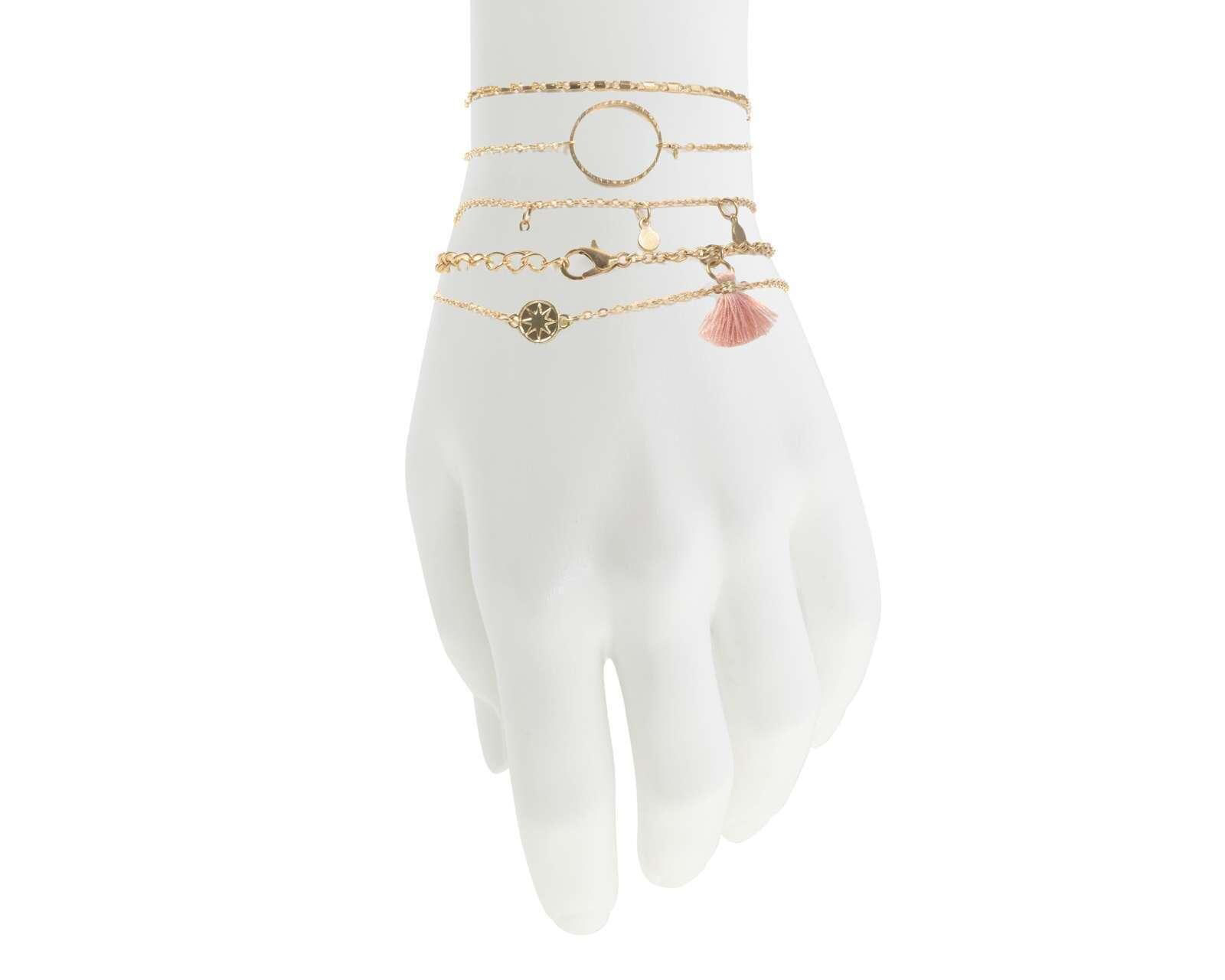 Foto 3 pulgar | Foto 2 | Pulsera Metálicas Thinner Dorada para Mujer 5 Piezas