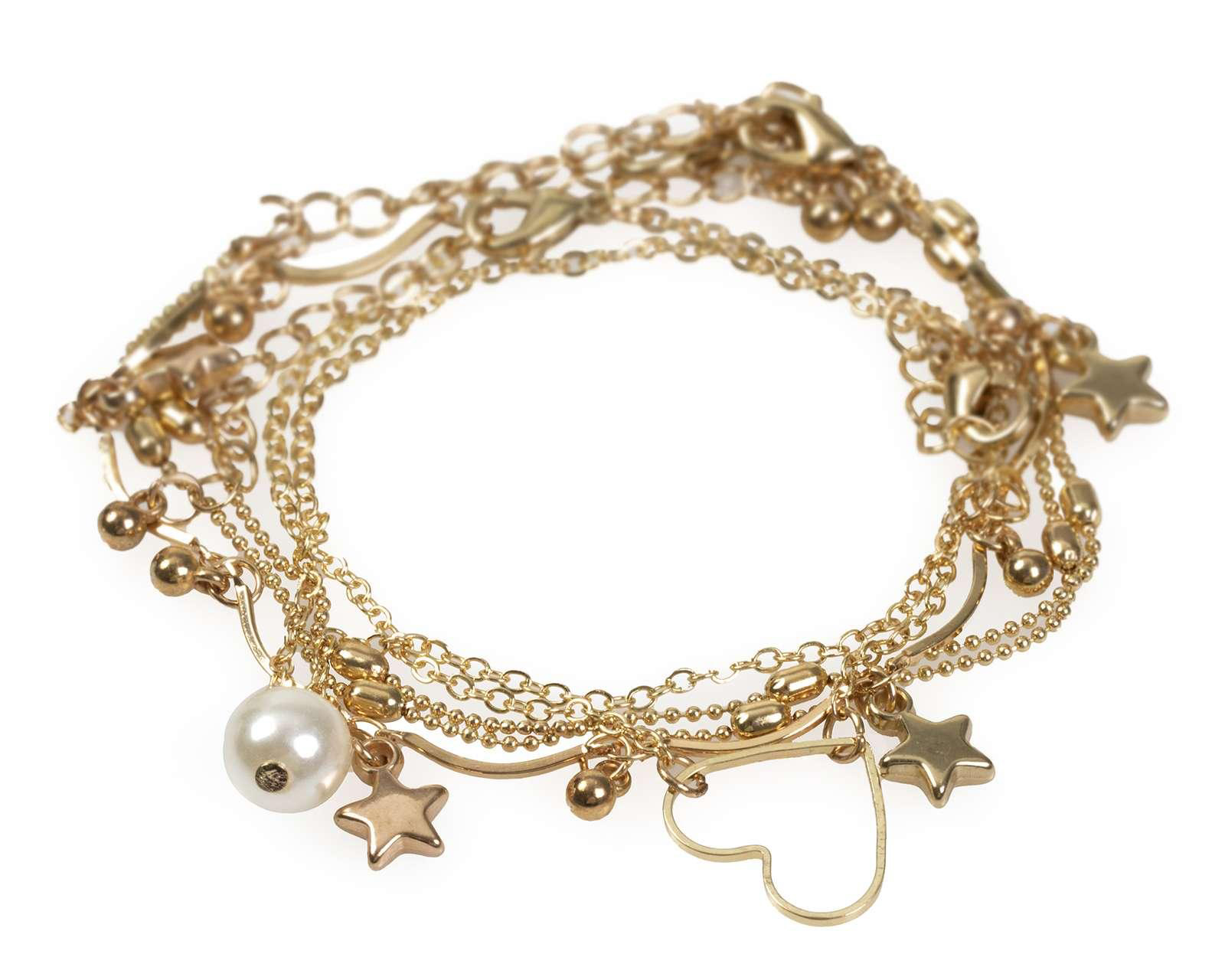 Pulsera Thinner Corazón y Estrella Dorada 5 Piezas