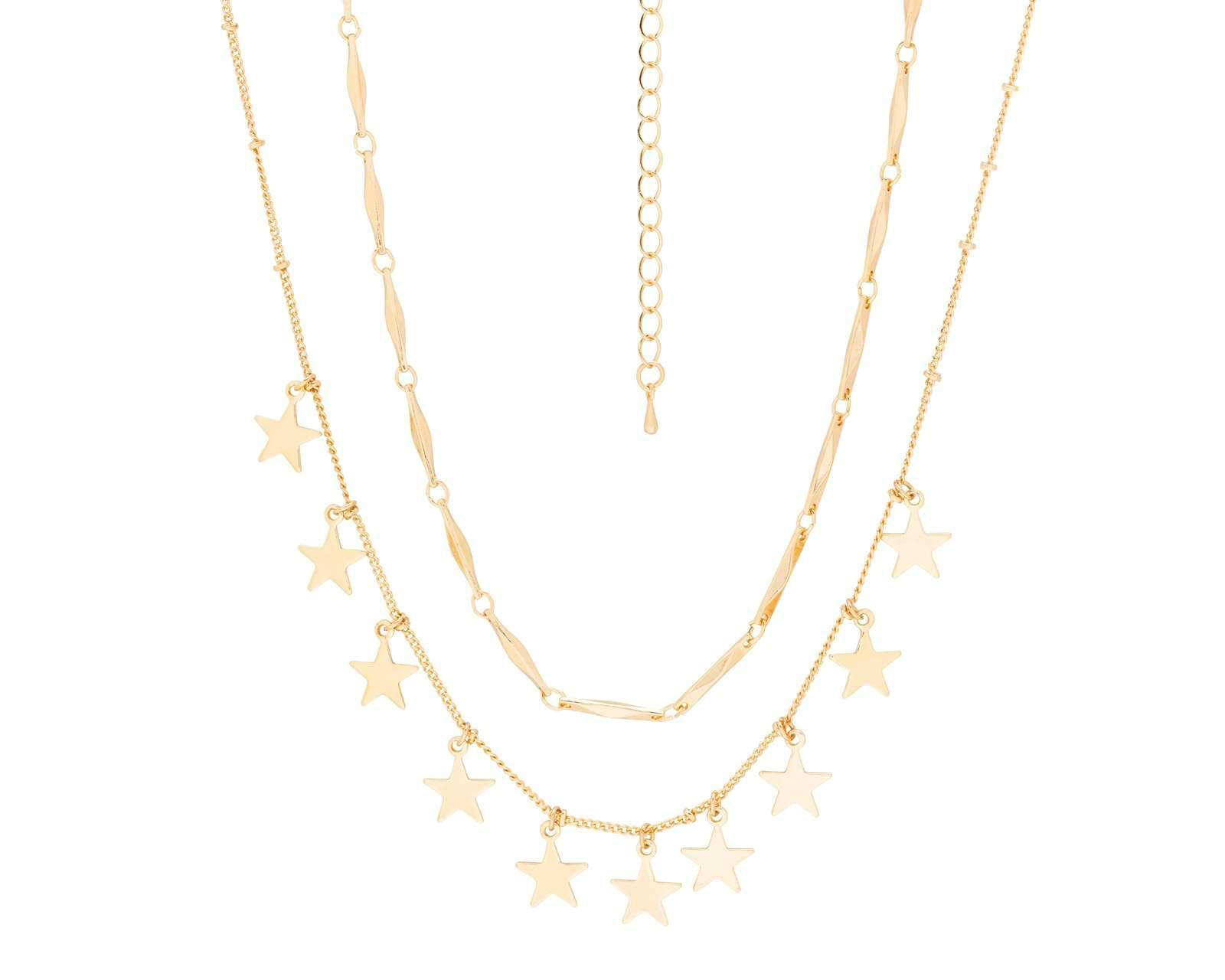 Collar Metálico Thinner Dorado para Mujer 2 Piezas