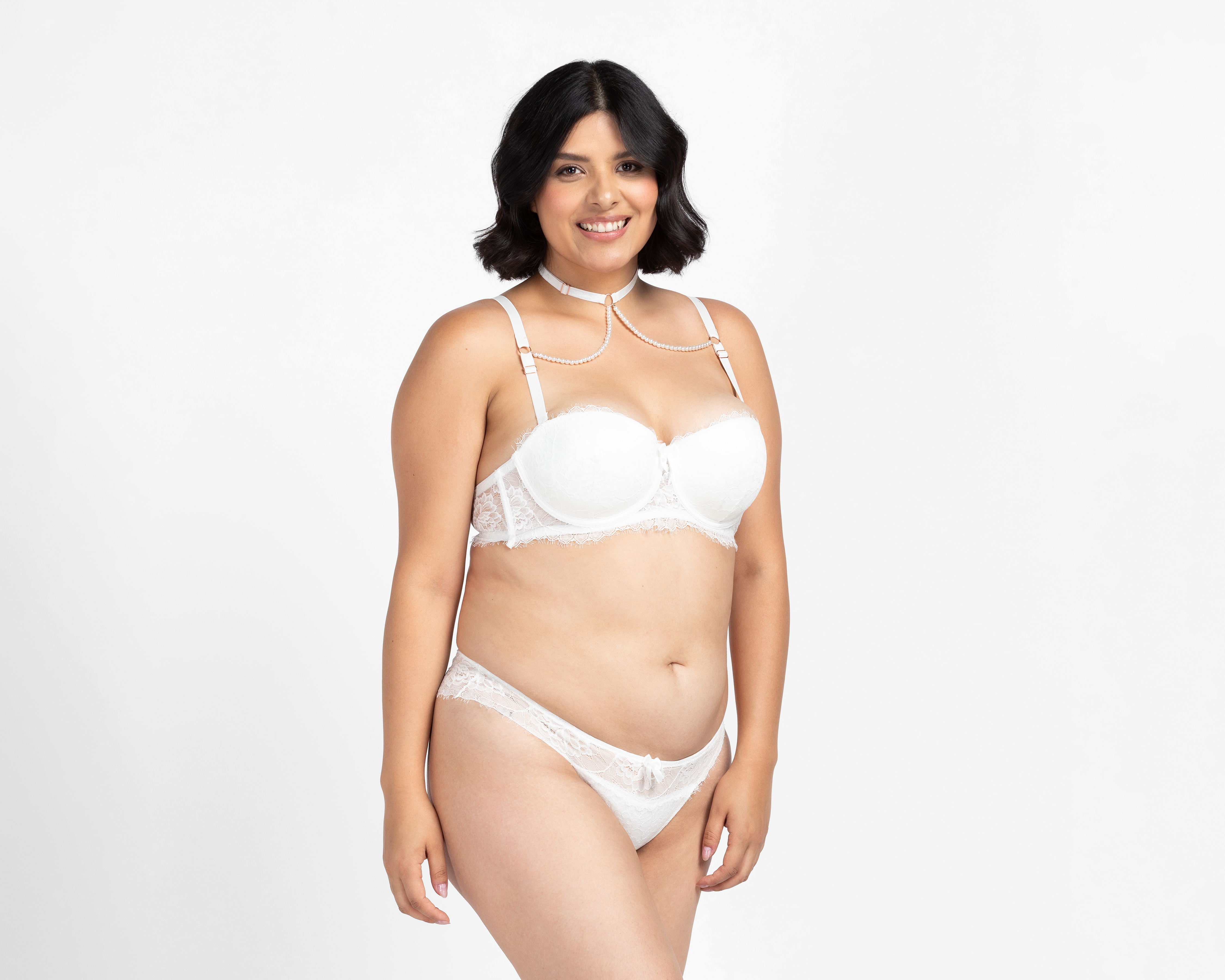 Coordinado de Encaje Media Copa con Collar Carnival para Mujer