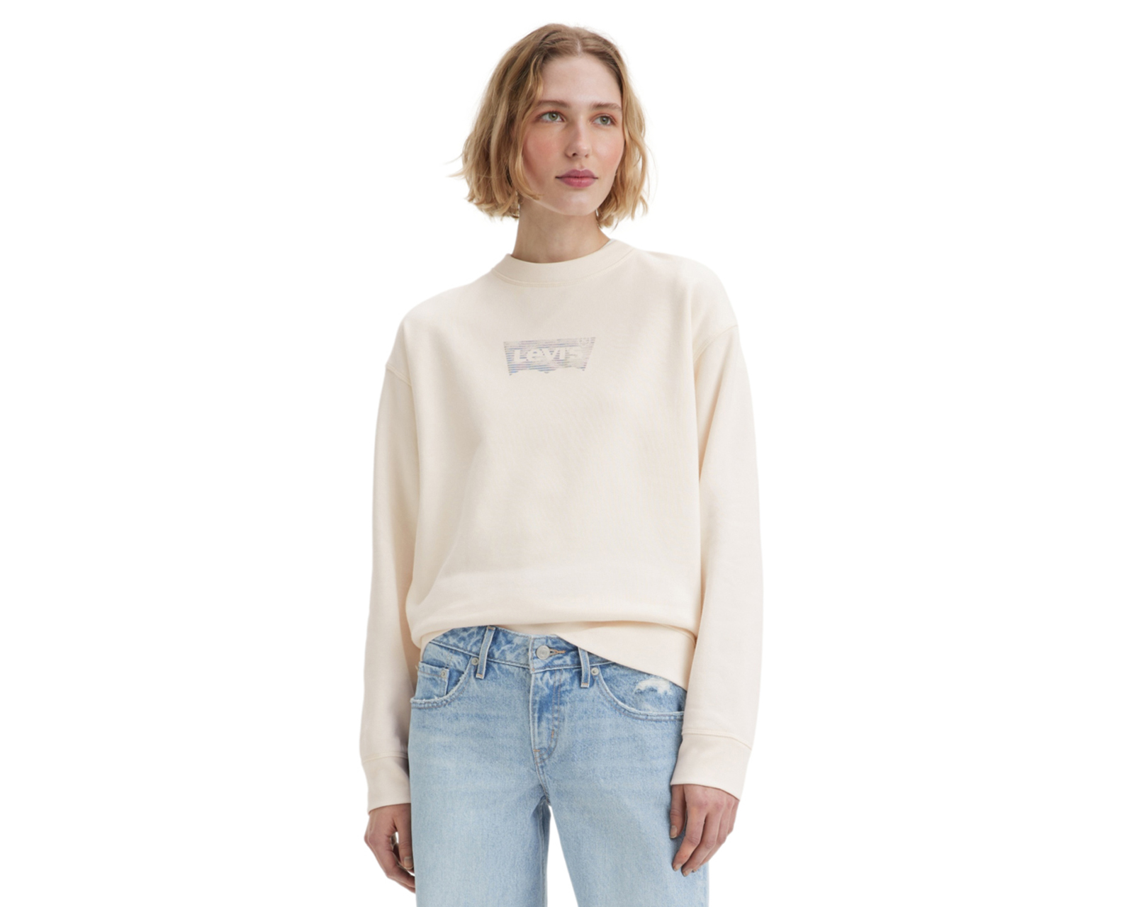 Foto 2 pulgar | Foto 1 | Sudadera Levi's Beige Cuello Redondo