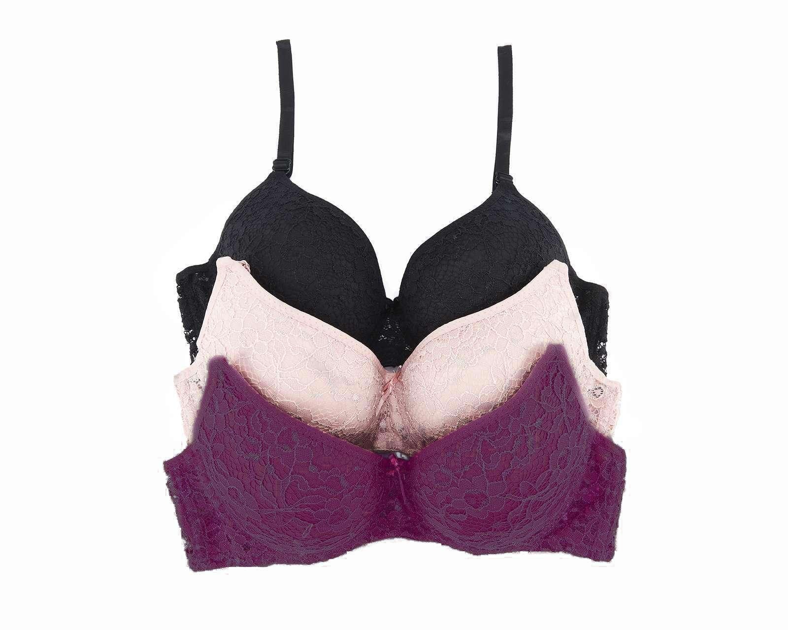 Brasier Copa Completa con Encaje Eva tu Estilo Íntimo 3 Pack