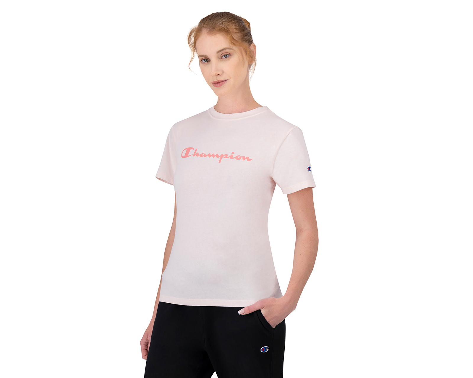 Foto 2 pulgar | Foto 1 | Playera Deportiva Champion Script para Mujer