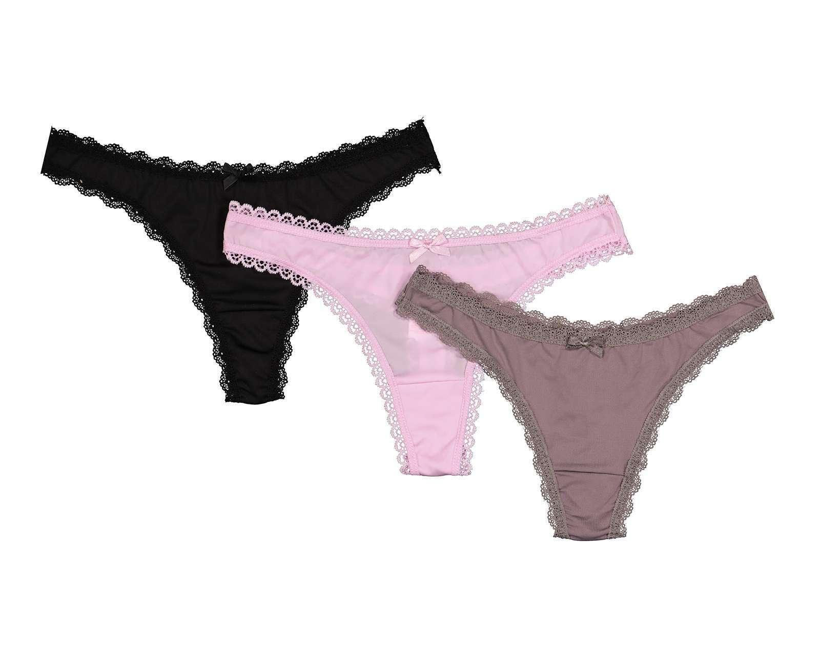 Tanga con Encaje Frescura para Mujer 3 Piezas
