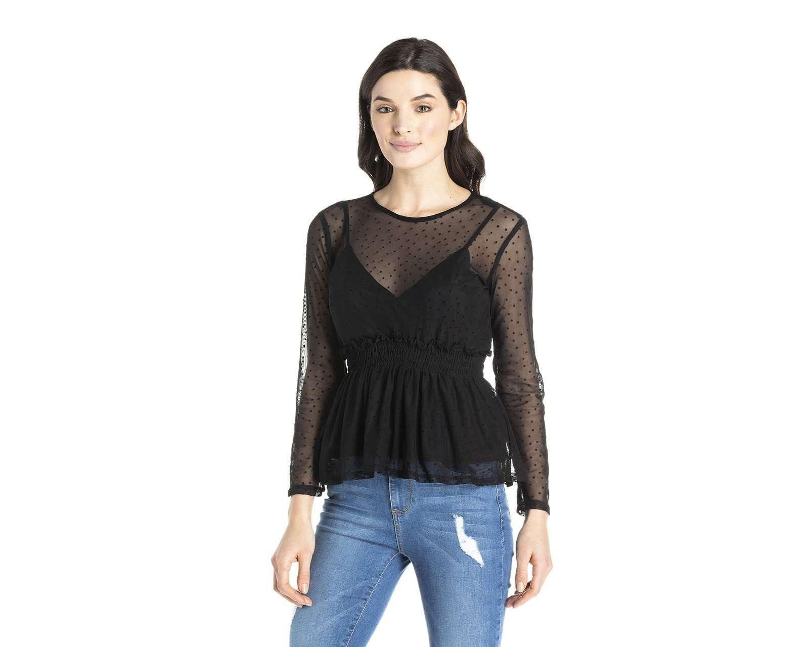 Blusa Thinner Manga Larga para Mujer