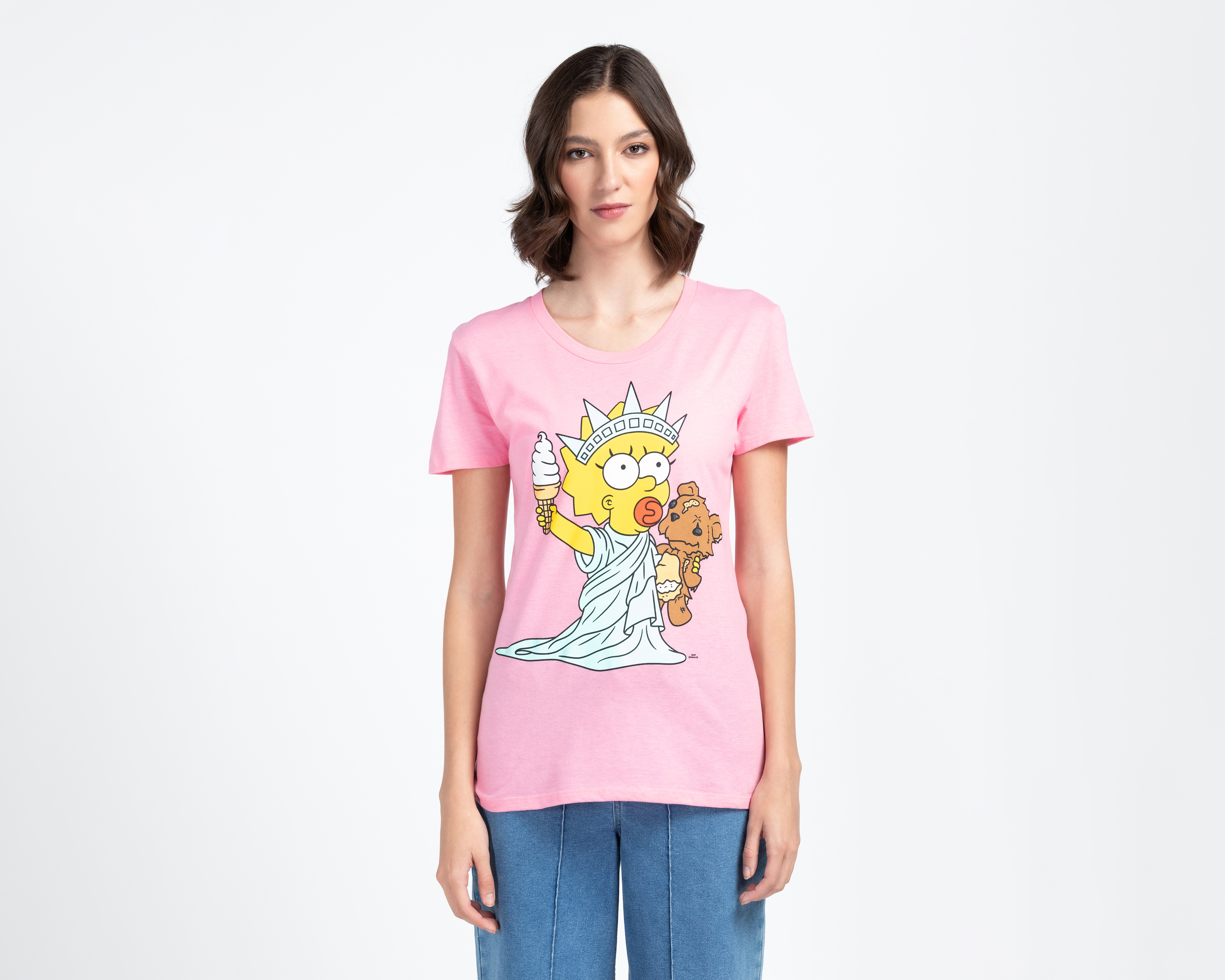 Foto 2 pulgar | Foto 1 | Playera The Simpsons Rosa para Mujer