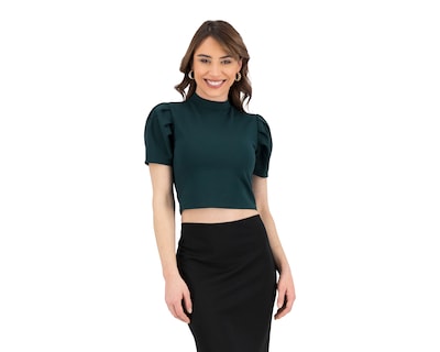 Foto 1 | Foto 1 | Blusa Jennifer Lopez Manga Corta Cuello Alto