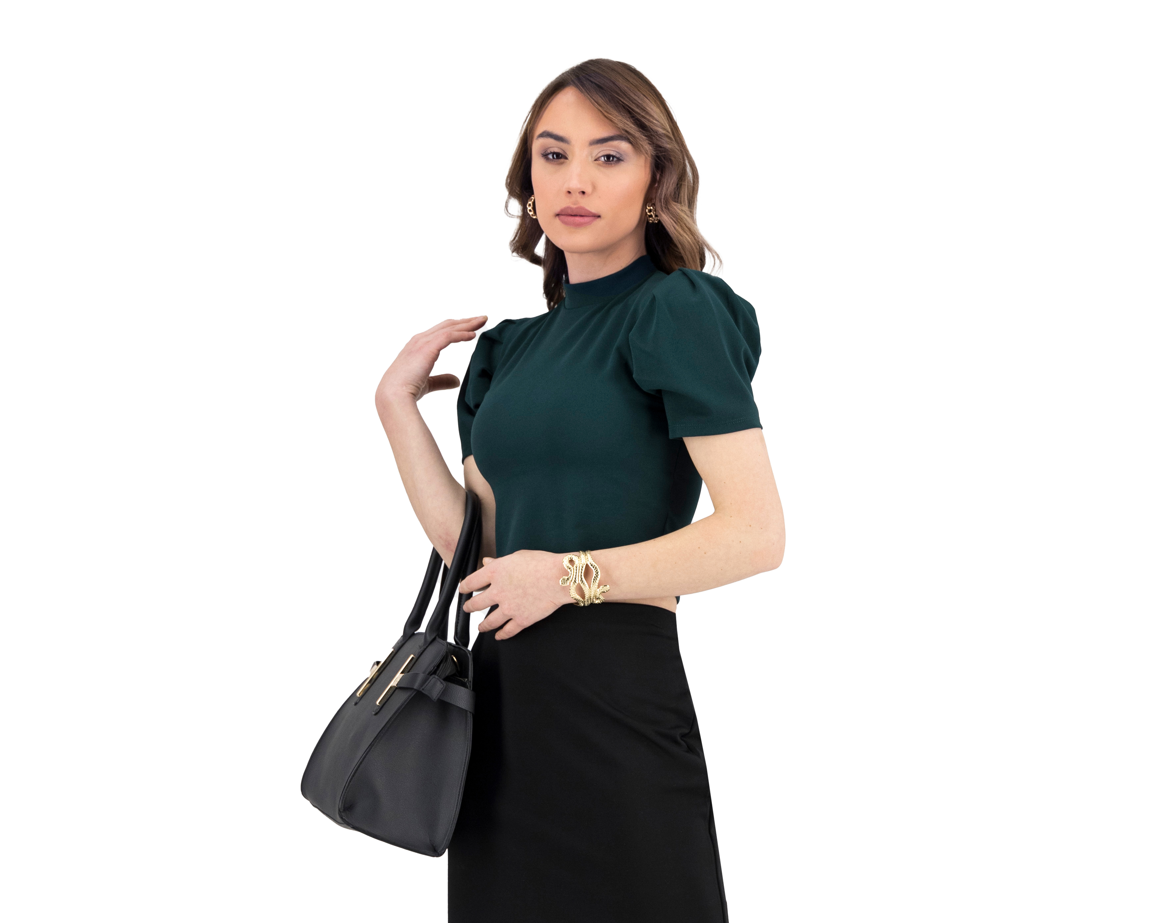 Foto 3 pulgar | Foto 2 | Blusa Jennifer Lopez Manga Corta Cuello Alto