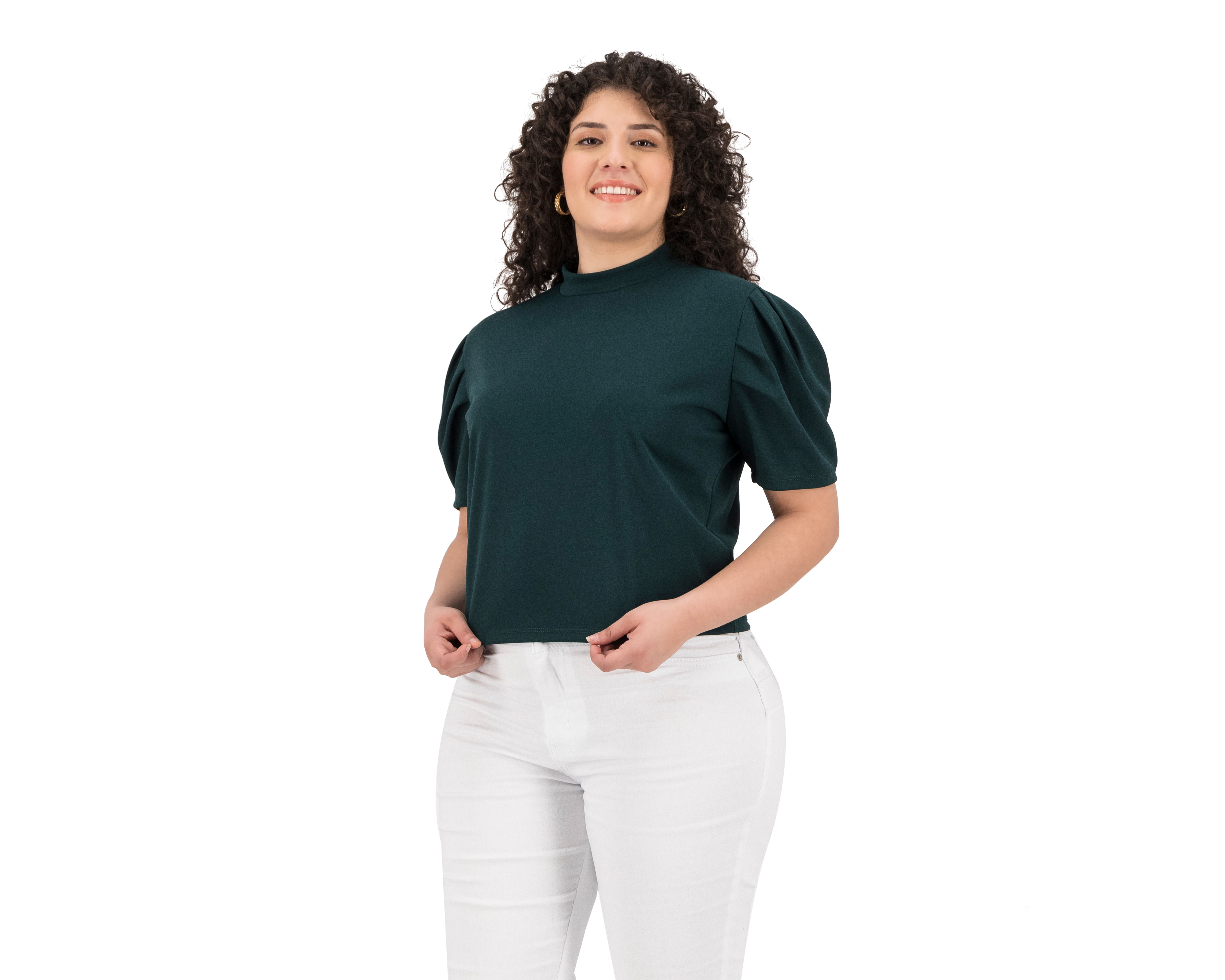 Foto 5 pulgar | Foto 4 | Blusa Jennifer Lopez Manga Corta Cuello Alto