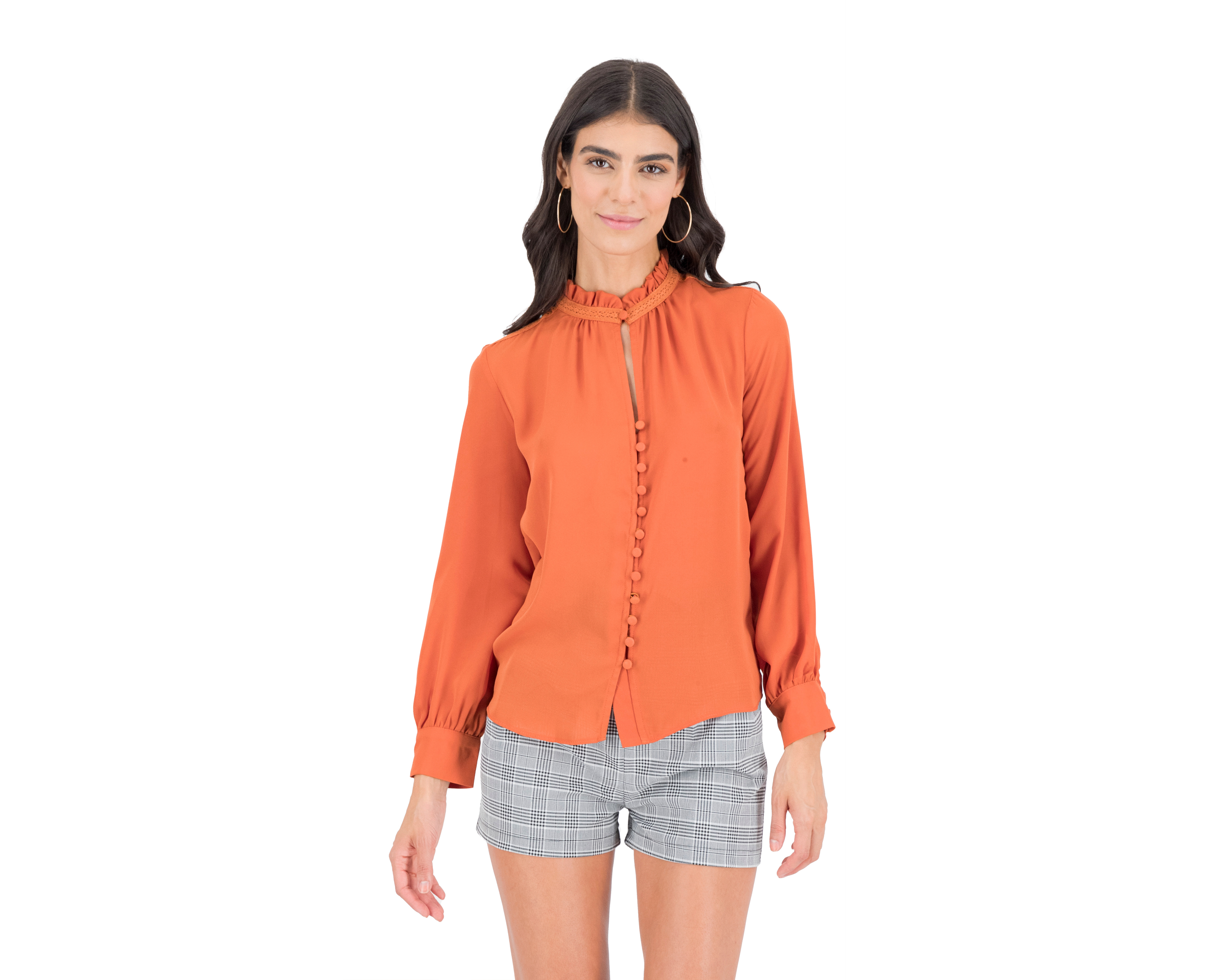 Blusa Sahara Manga Larga con Botones