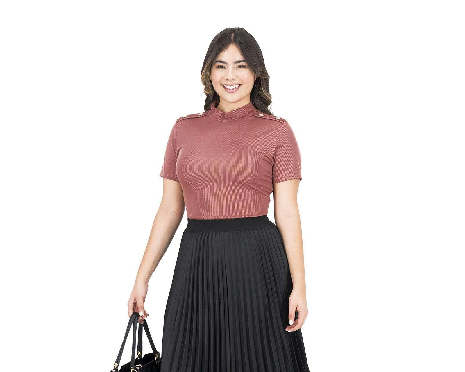 Foto 6 | Foto 6 | Blusa Refill Manga Corta Cuello Alto