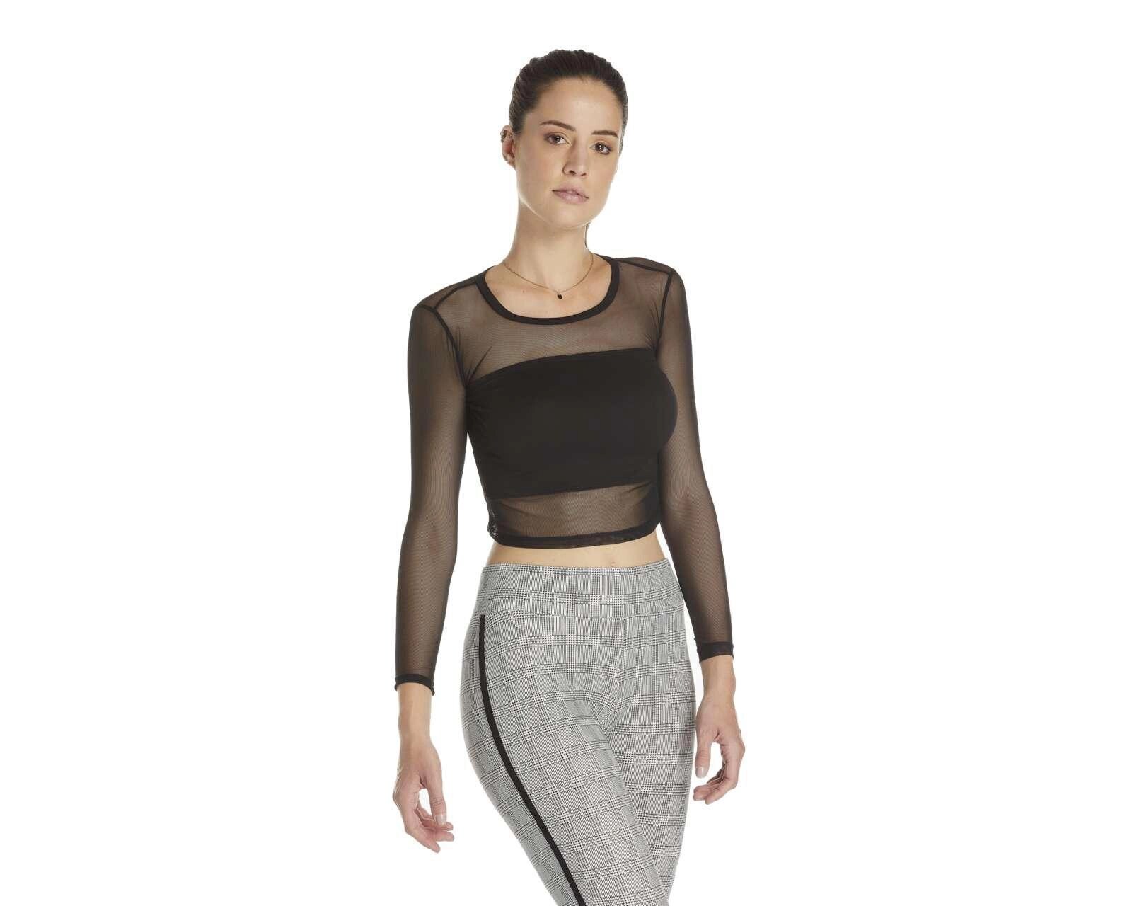 Foto 3 pulgar | Foto 2 | Playera Jennifer Lopez Manga Larga con Malla Transparente