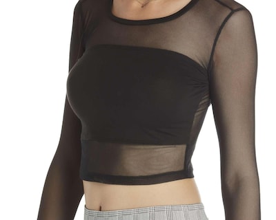 Foto 4 | Foto 4 | Playera Jennifer Lopez Manga Larga con Malla Transparente