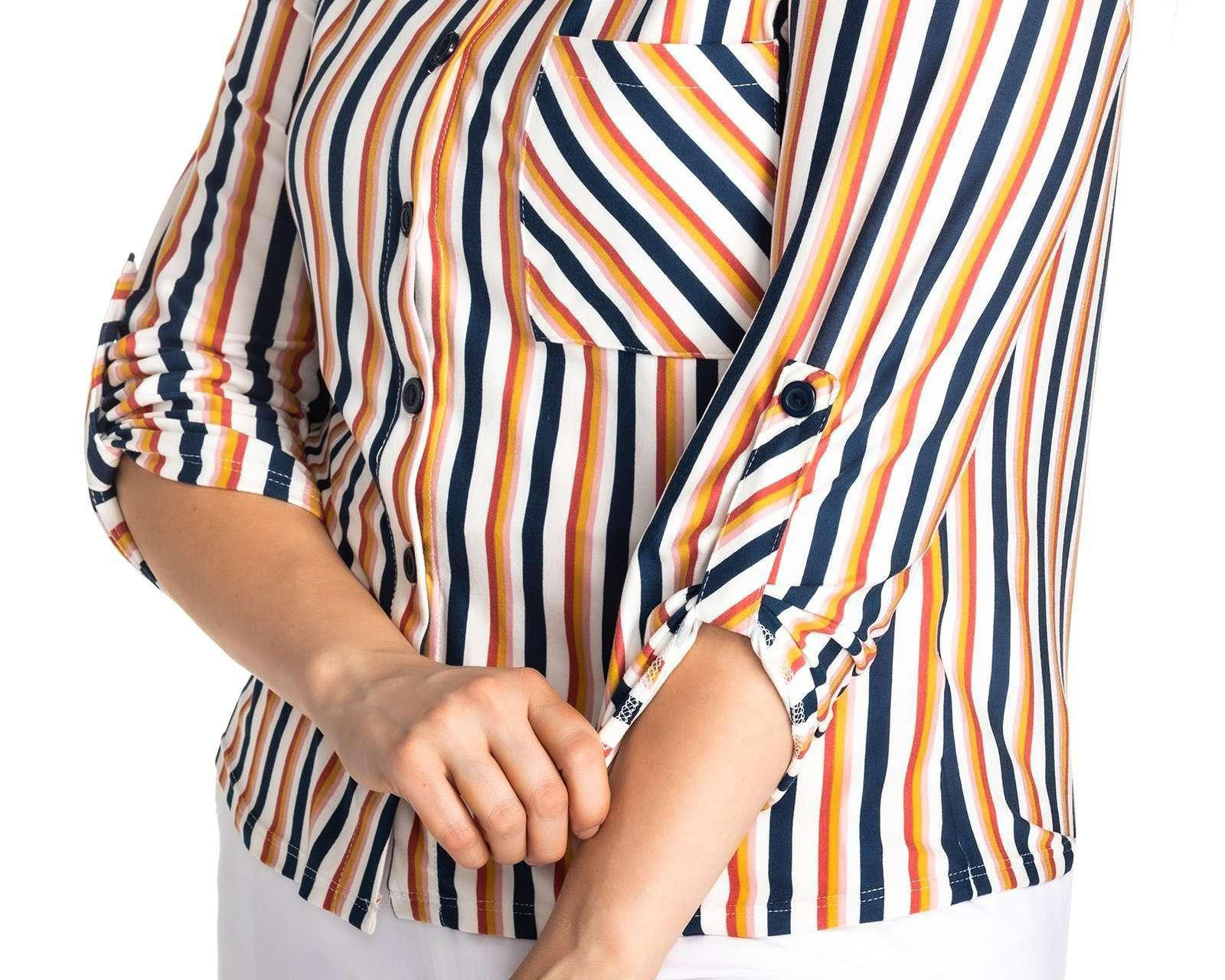 Foto 8 pulgar | Foto 7 | Blusa Thinner a Rayas con Botones