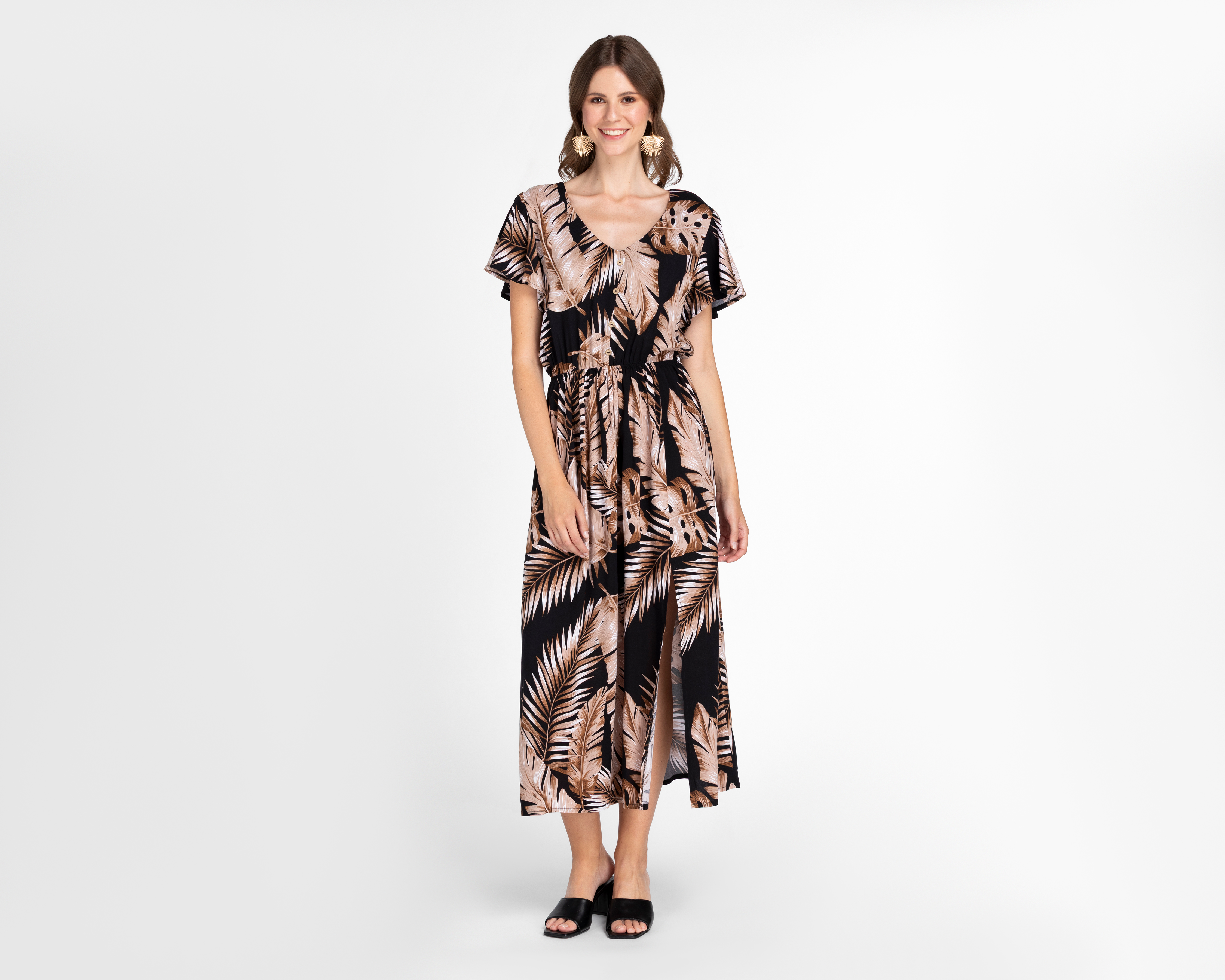 Foto 2 pulgar | Foto 1 | Vestido Casual Sahara Negro con Print Floral para Mujer