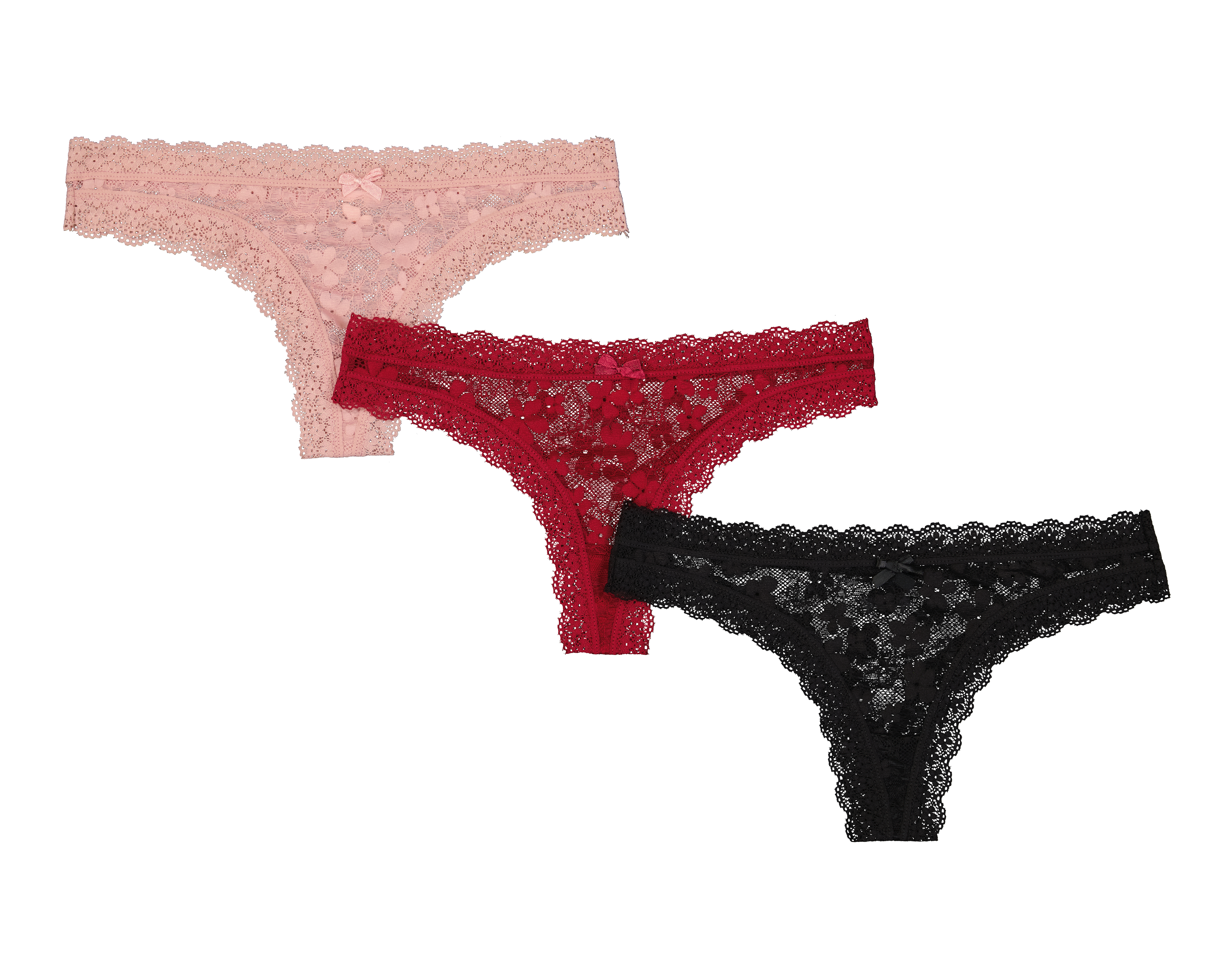 Tanga de Encaje Frescura para Mujer 3 Piezas