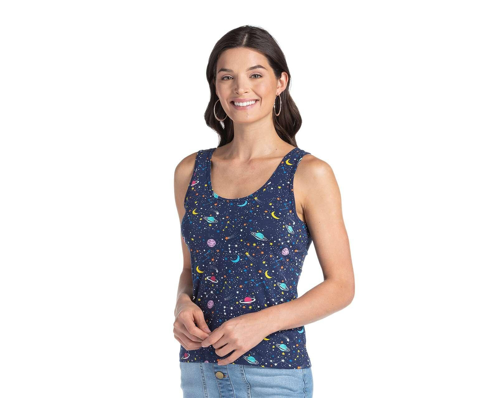 Playera 18 Forever sin Mangas con Estampado Espacial