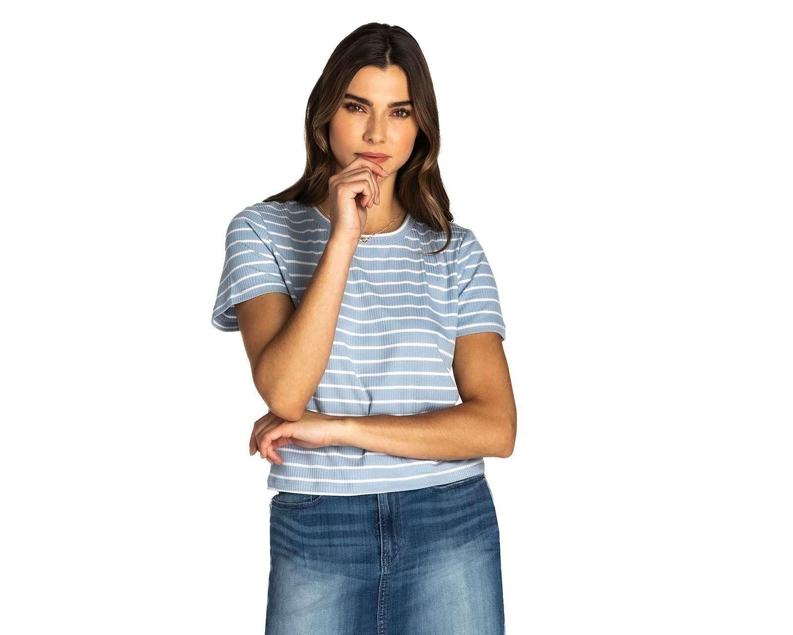 Foto 3 pulgar | Foto 2 | Playera 18 Forever a Rayas Manga Corta