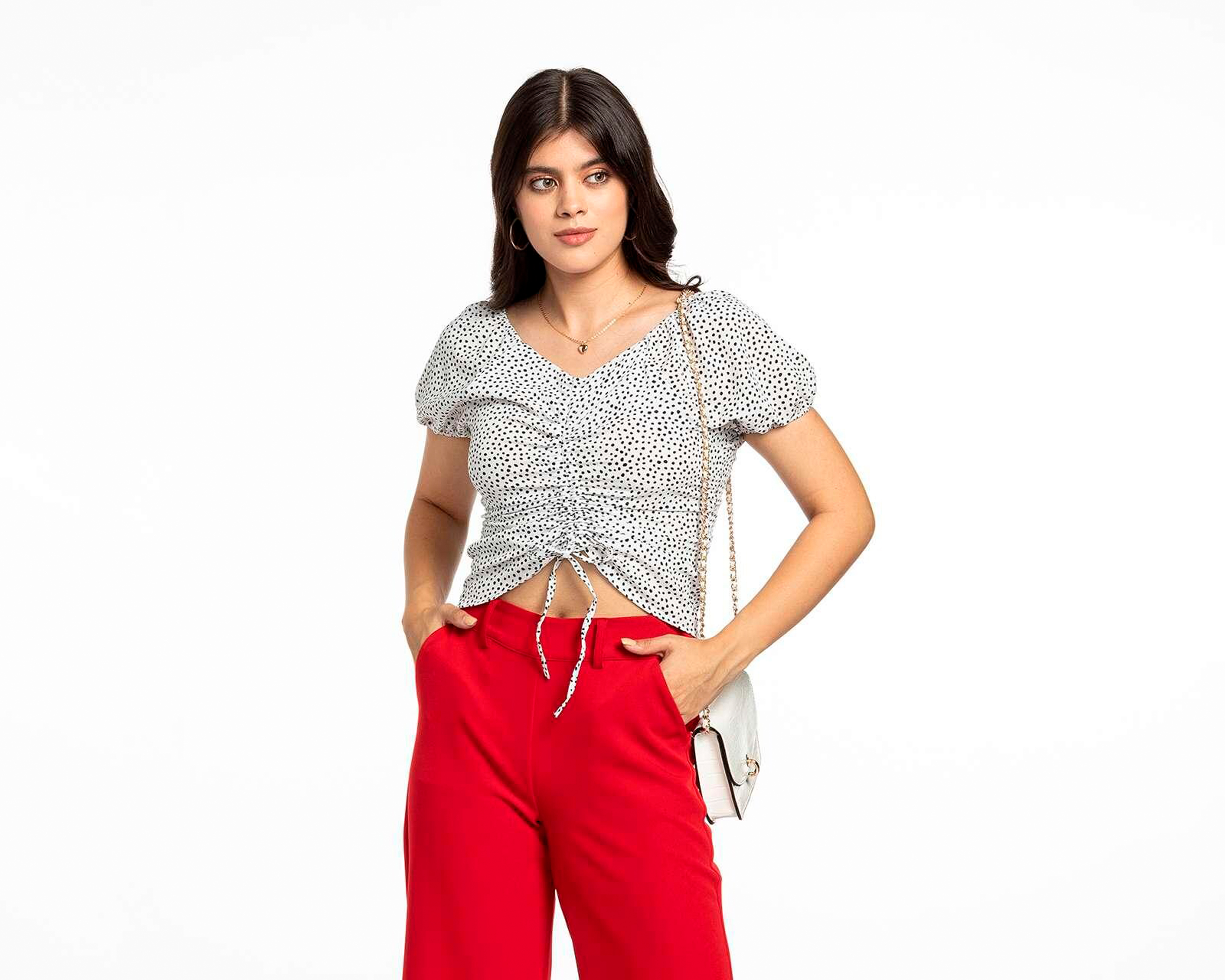 Blusa Thinner Manga Corta con Puntos