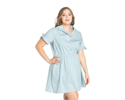 Foto 5 | Foto 5 | Vestido Refill Casual Azul a Rayas con Botones