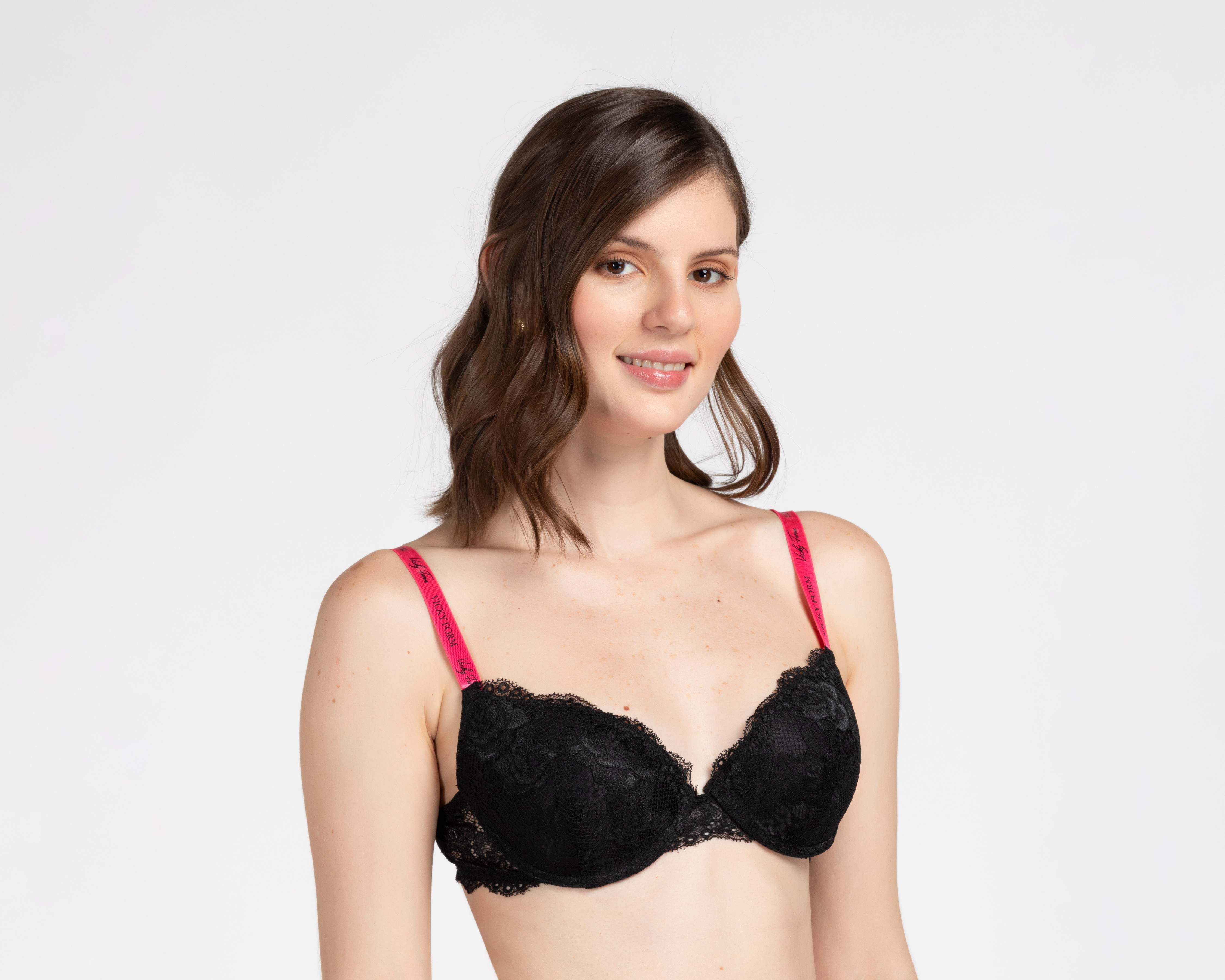 Foto 2 pulgar | Foto 1 | Brasier Media Copa con Encaje Vicky Form