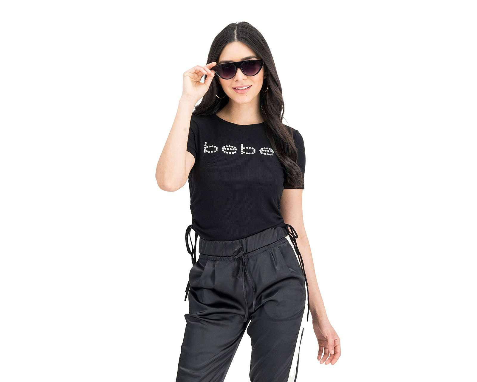 Playera Bebe Negra Manga Corta