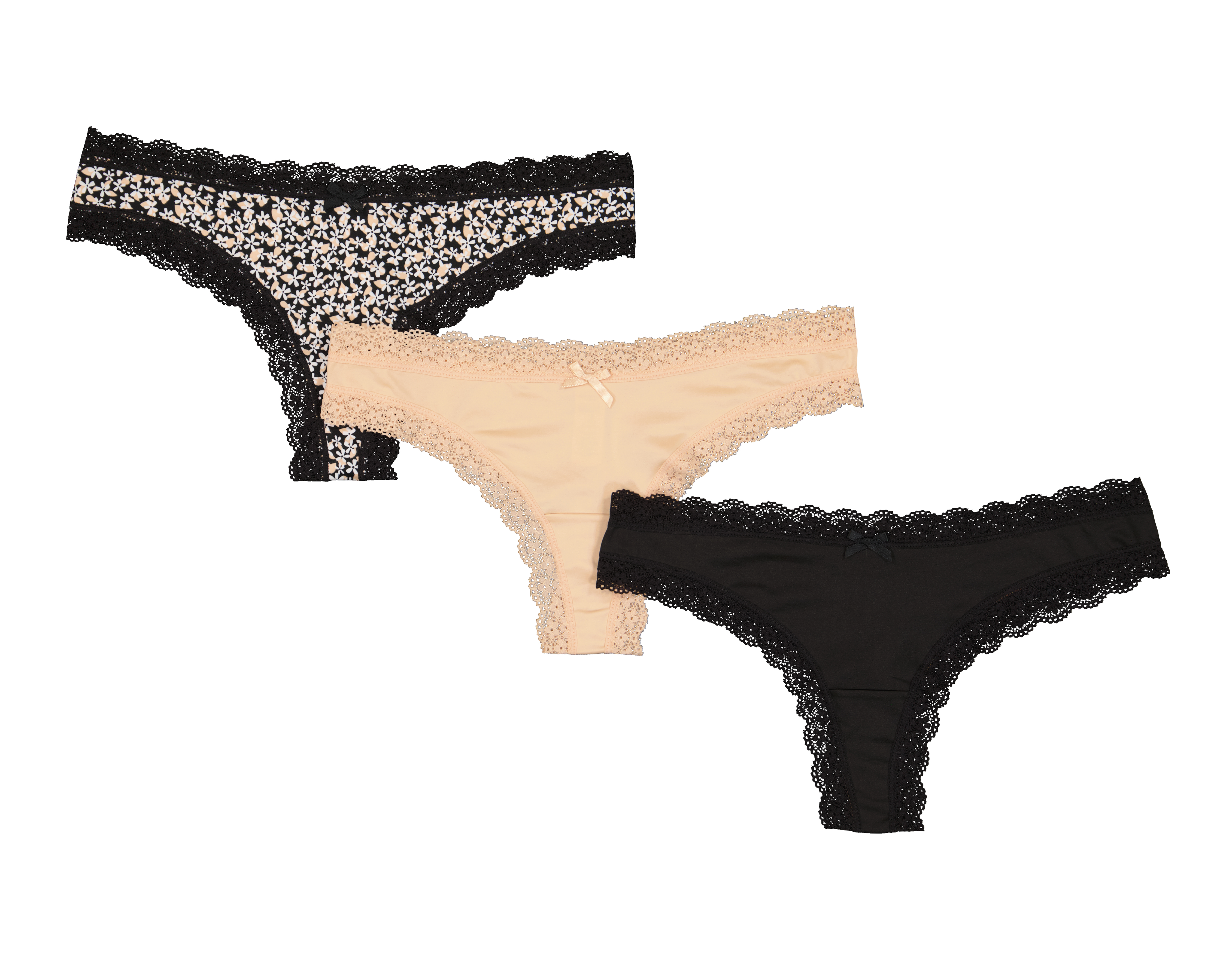 Tanga con Encaje Frescura para Mujer 3 Piezas