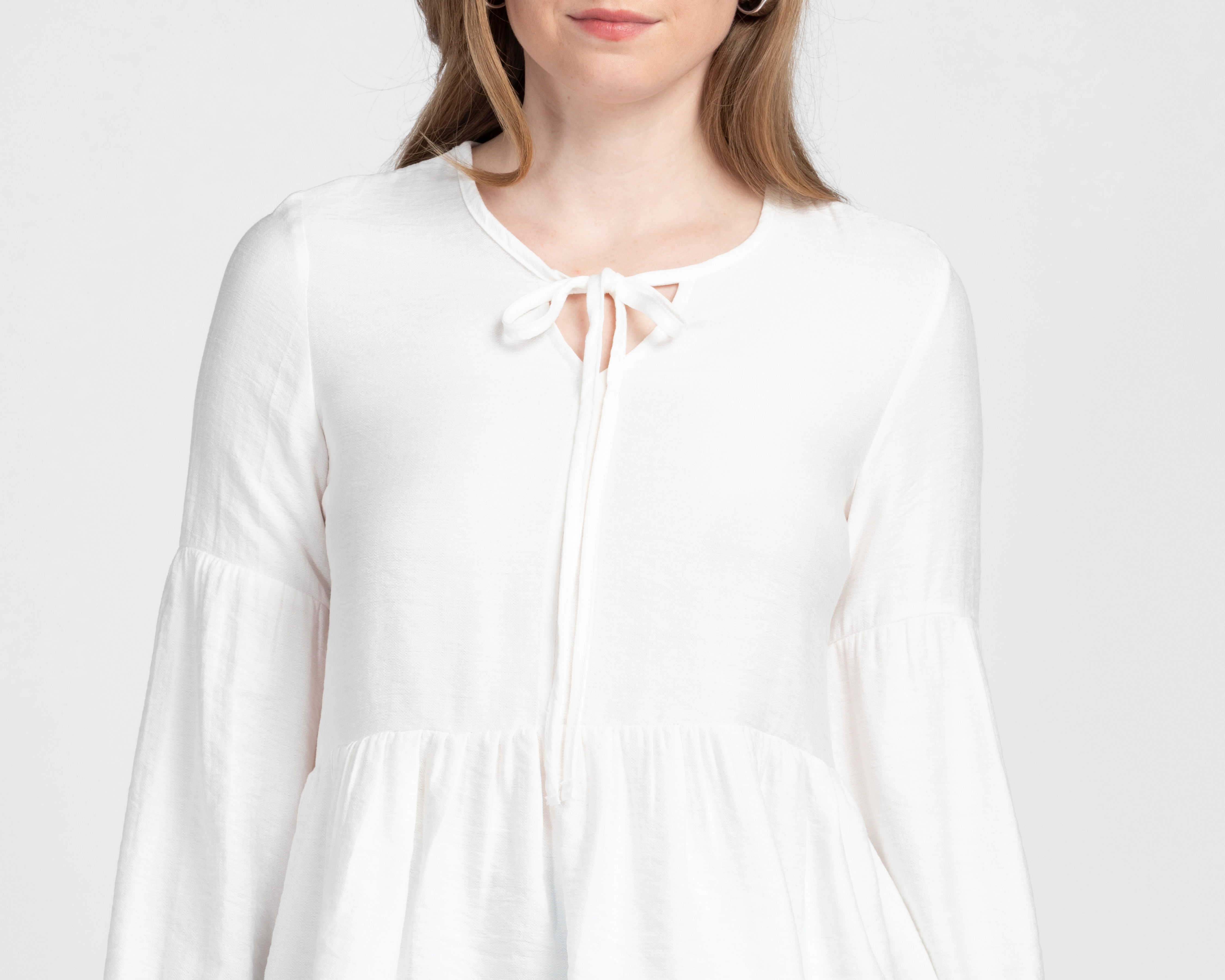 Foto 5 pulgar | Foto 4 | Blusa Manga Larga Globo con Amarre Peplum Sahara para Mujer