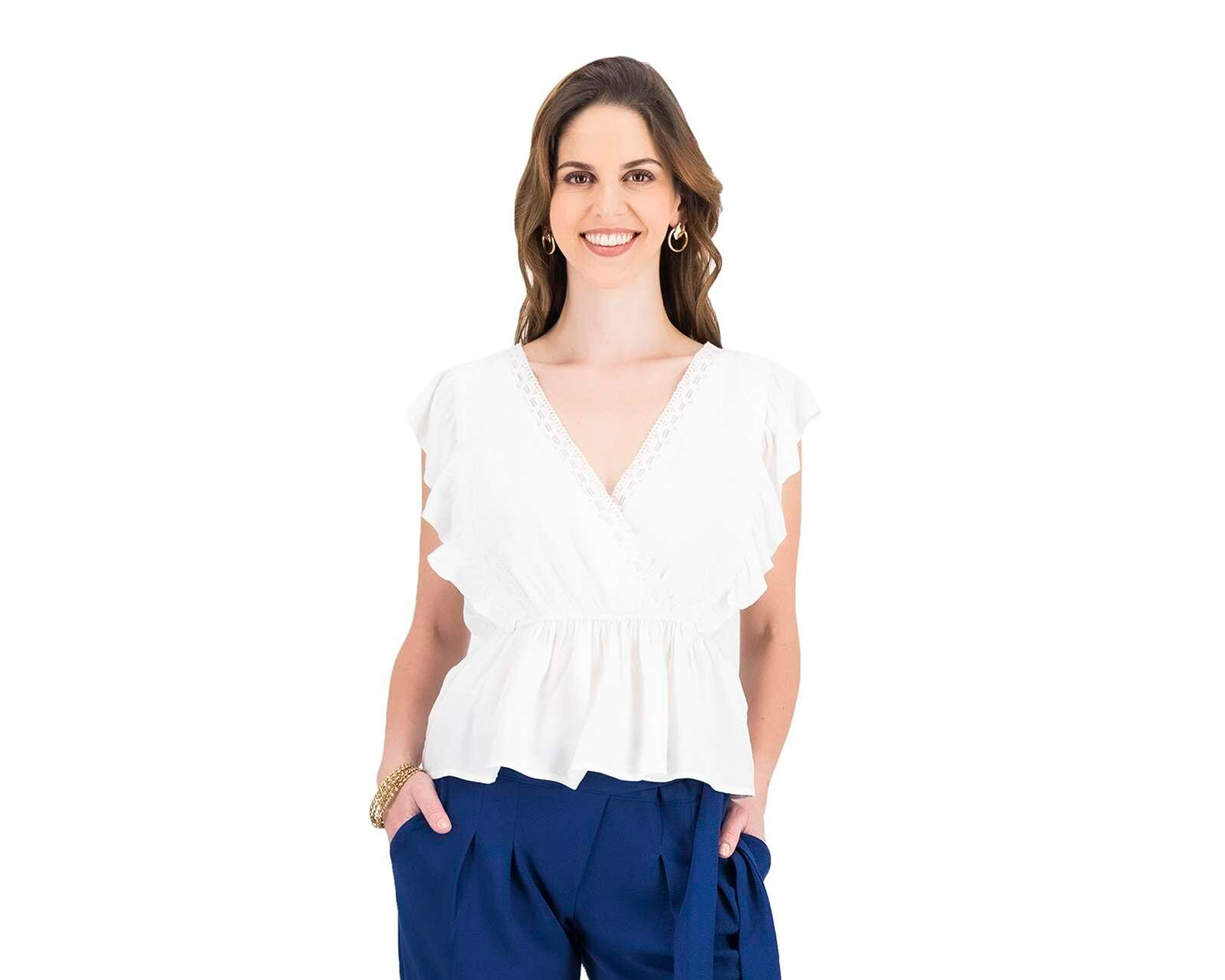 Blusa Sahara sin Mangas con Holanes
