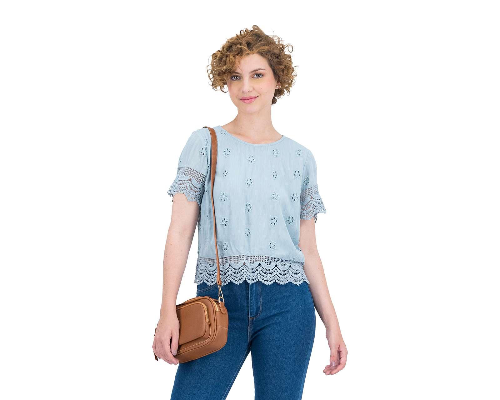 Blusa 18 Forever Manga Corta Corte Láser