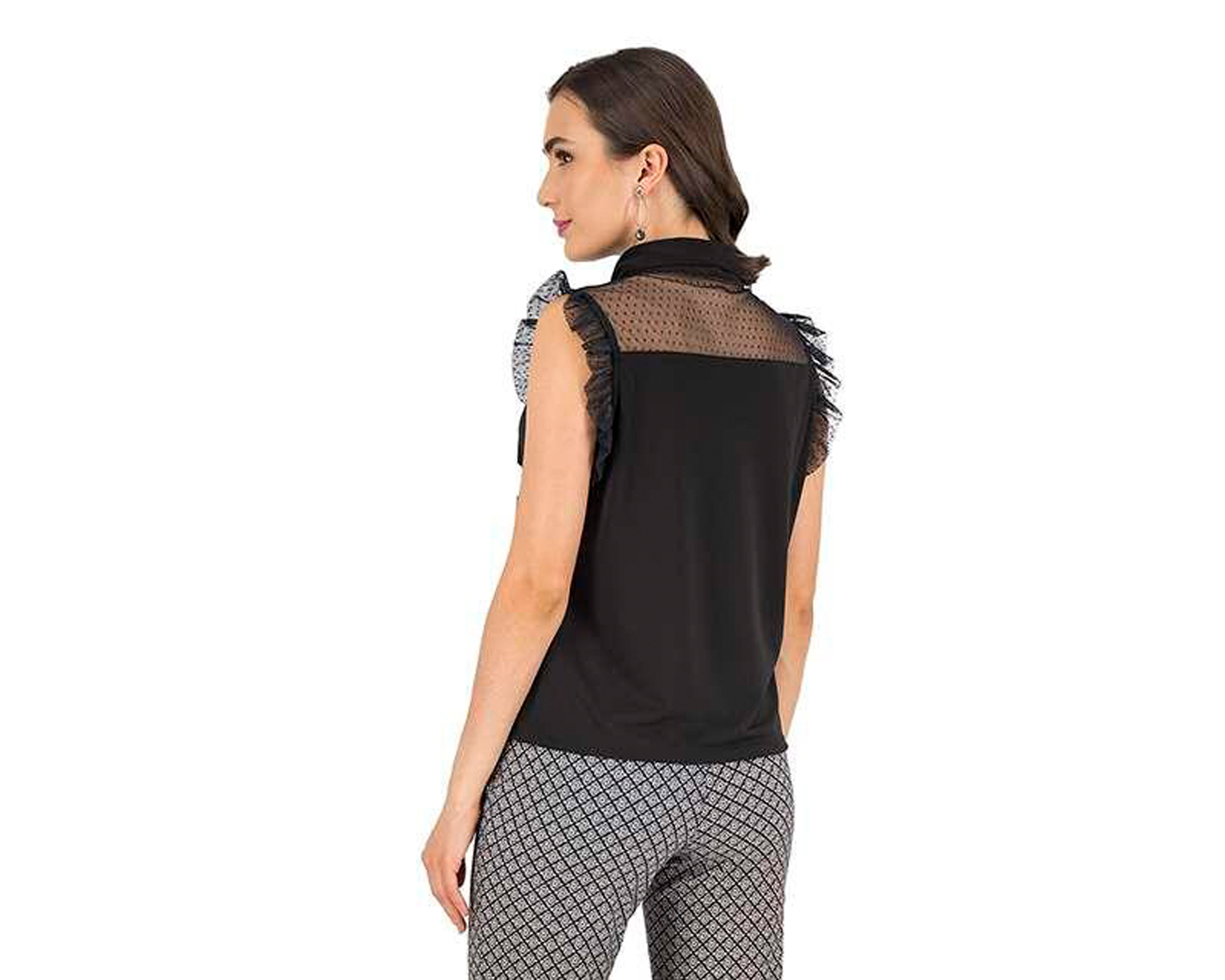Foto 4 pulgar | Foto 3 | Blusa Sahara sin Mangas con Holanes