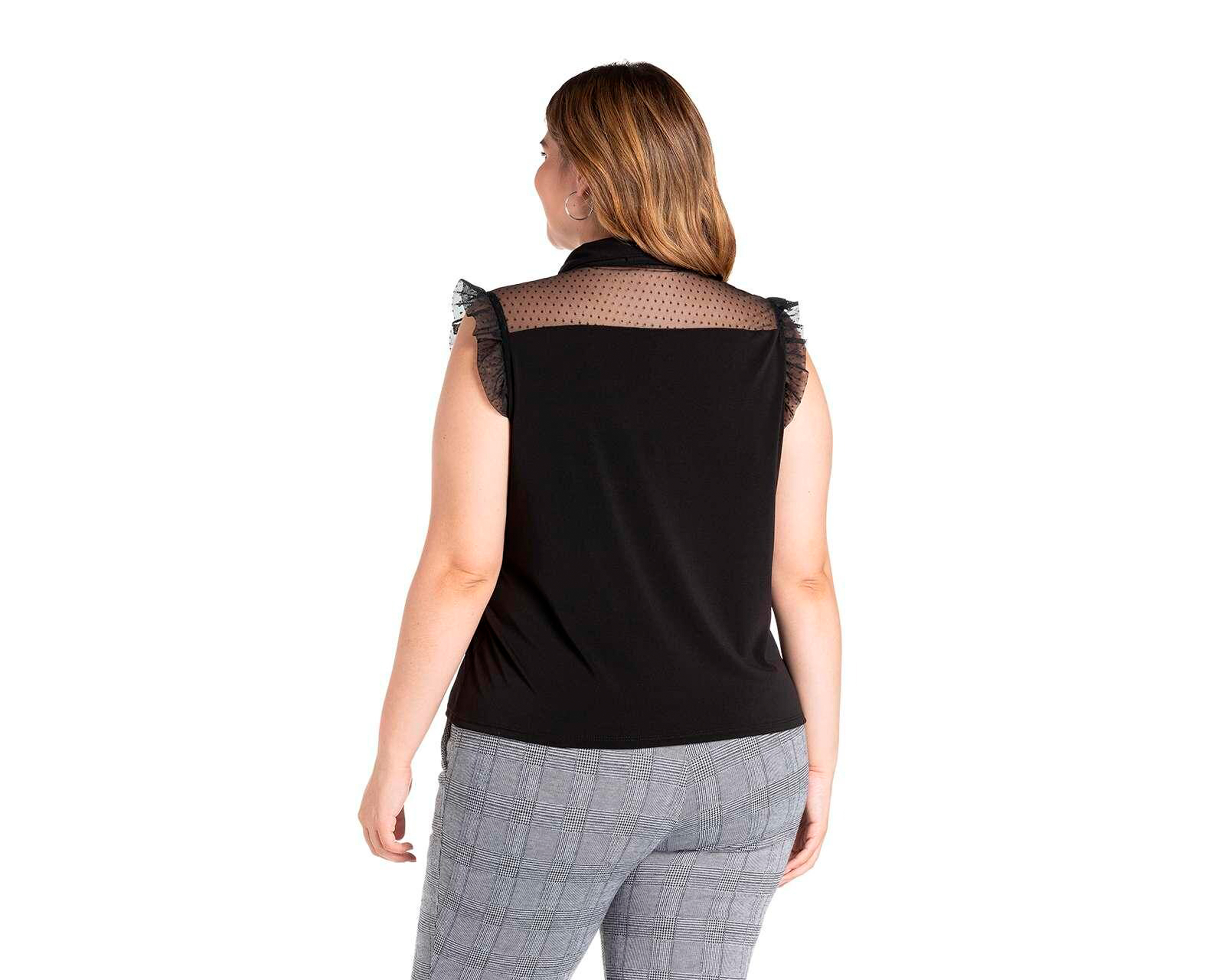Foto 7 pulgar | Foto 6 | Blusa Sahara sin Mangas con Holanes