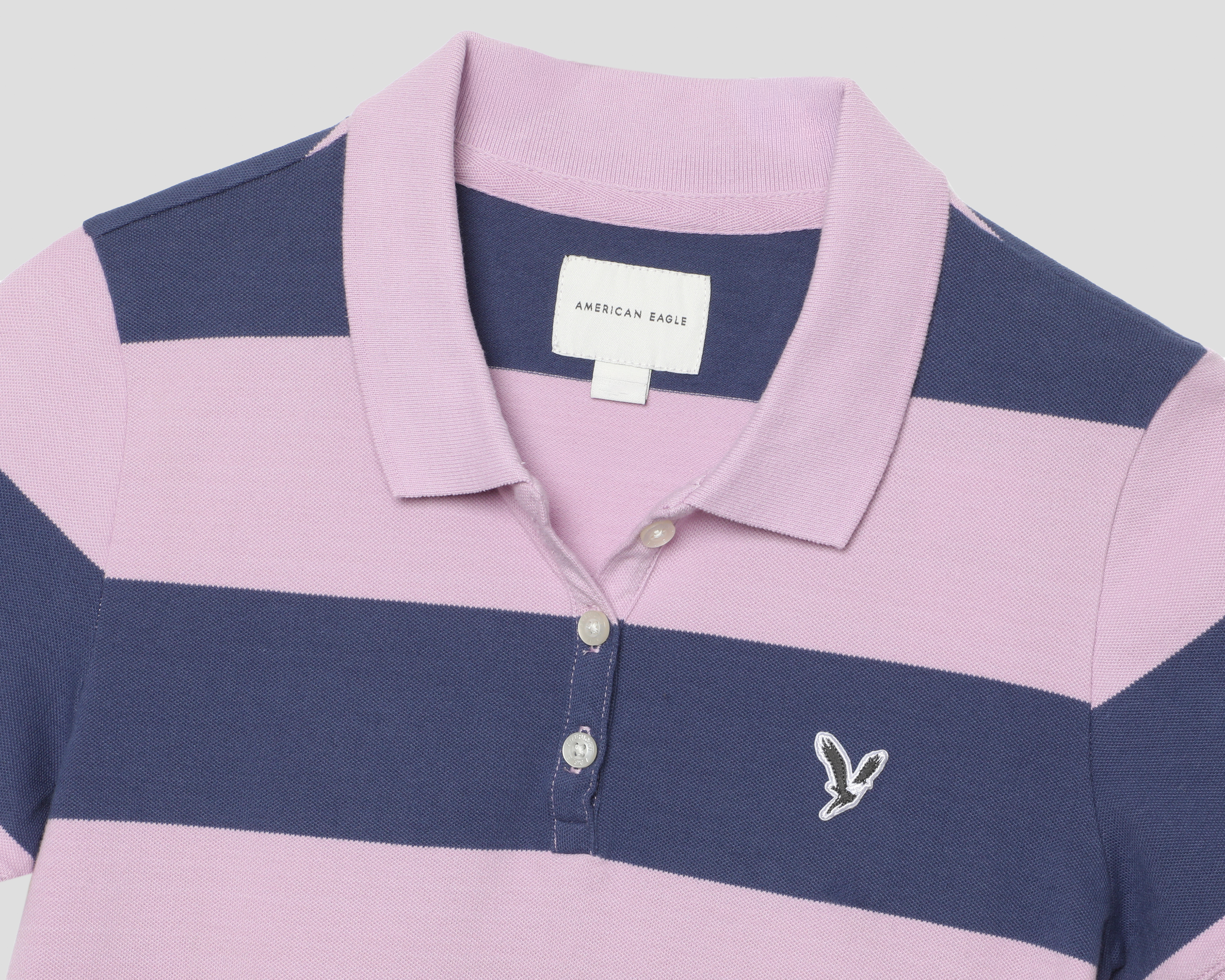 Foto 4 pulgar | Foto 3 | Playera Polo American Eagle Morada para Mujer