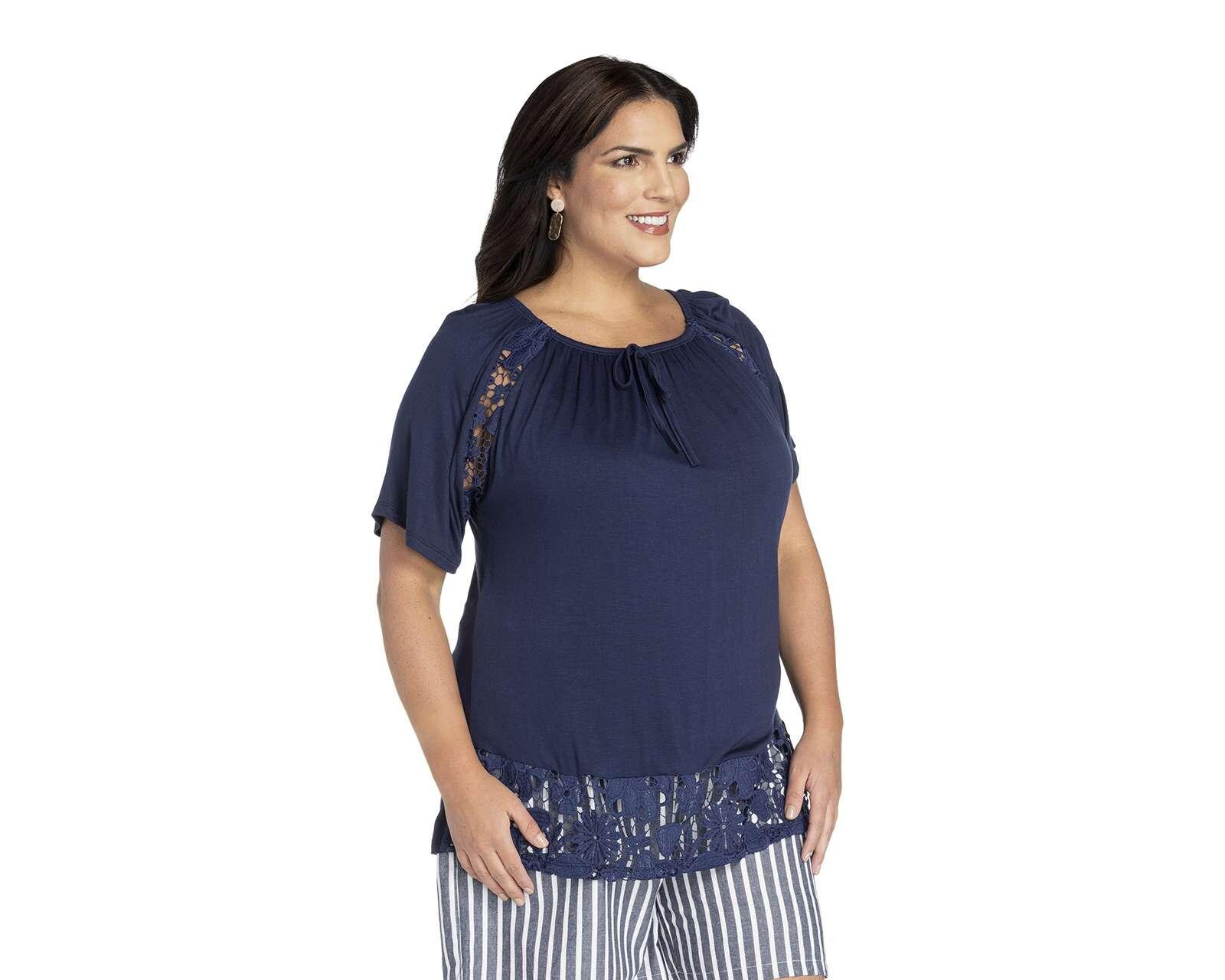 Foto 2 | Foto 2 | Playera Lady Sun Manga Corta con Aplicación de Guipur