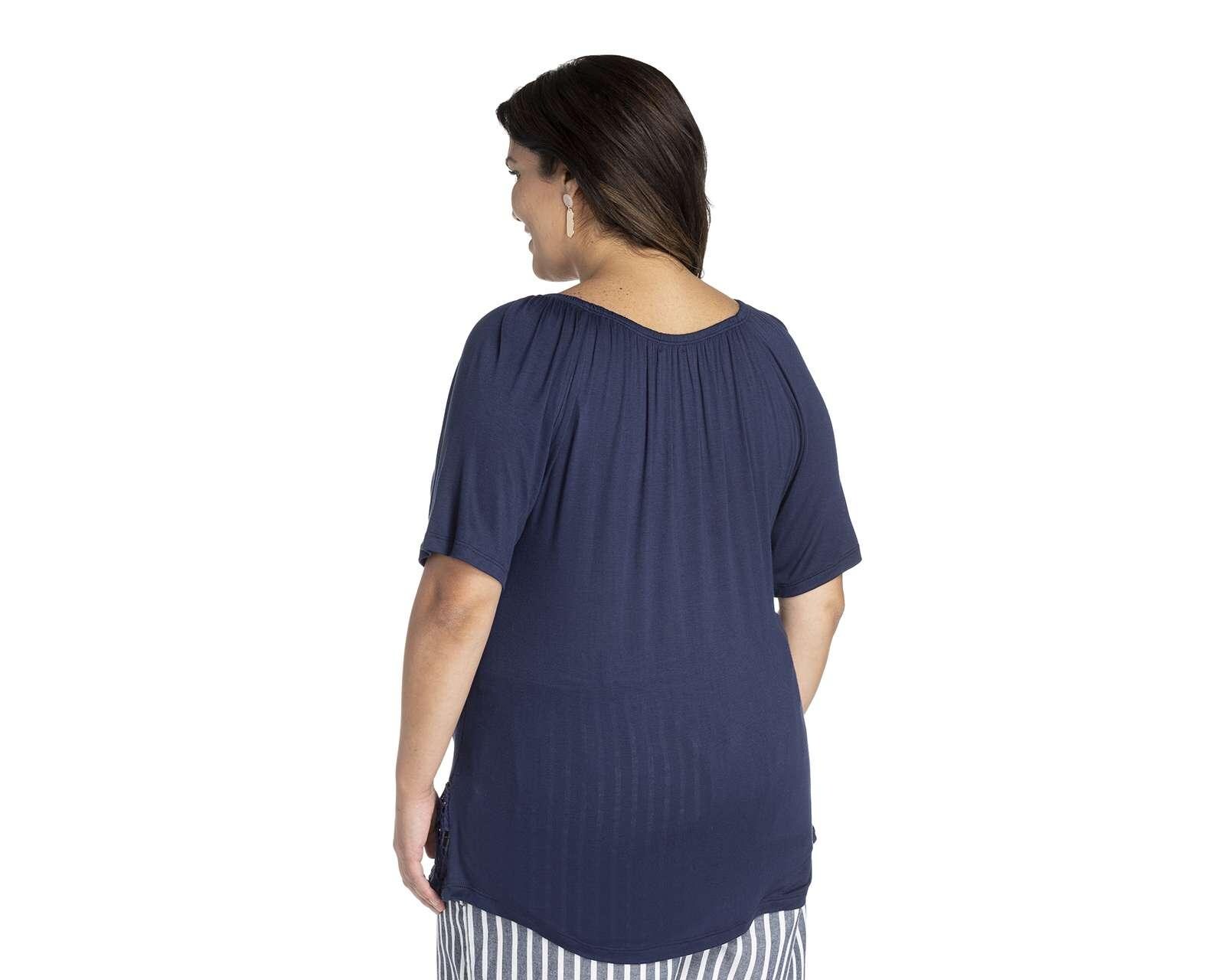 Foto 4 pulgar | Foto 3 | Playera Lady Sun Manga Corta con Aplicación de Guipur