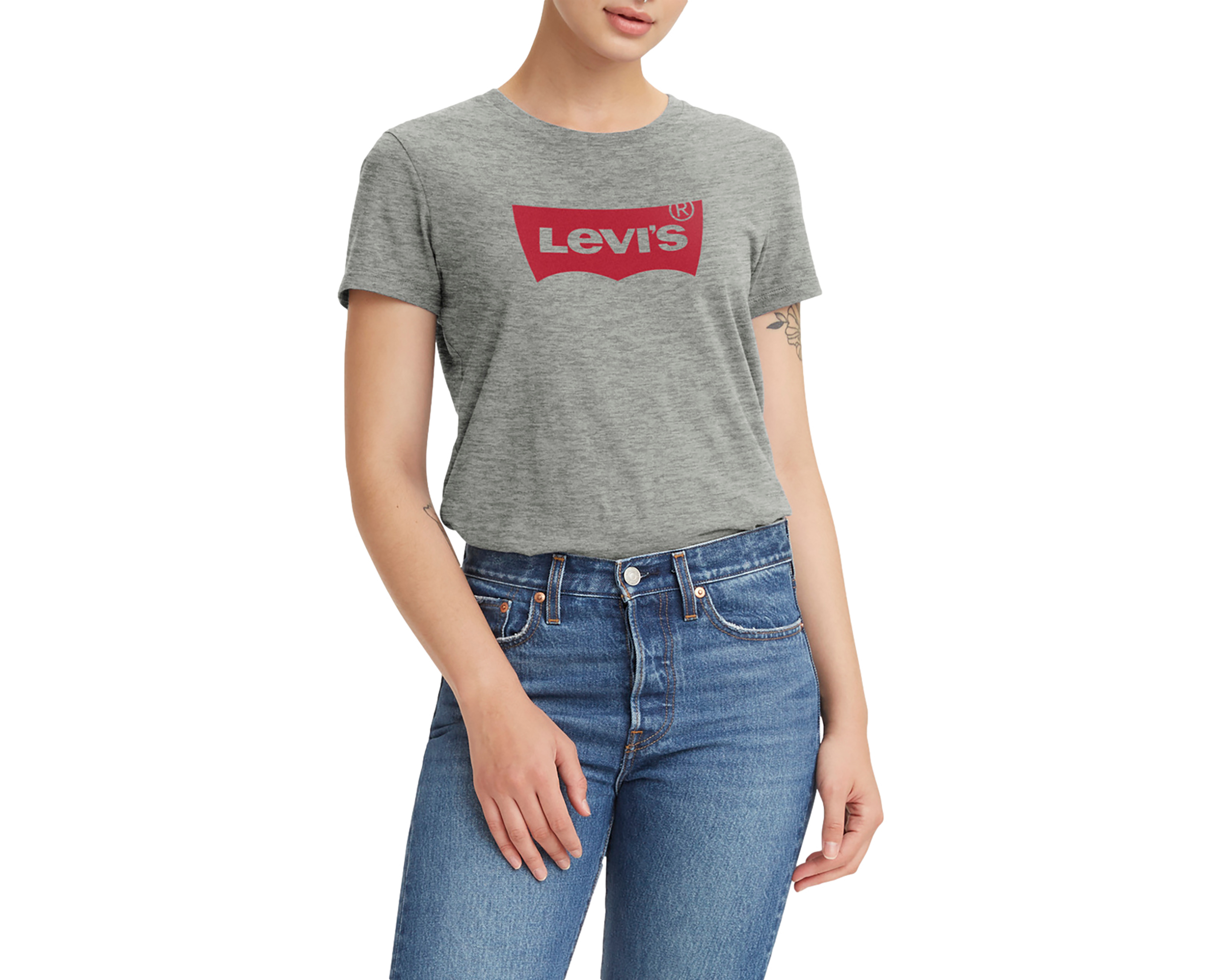 Foto 3 pulgar | Foto 2 | Playera Levi's Gris Manga Corta