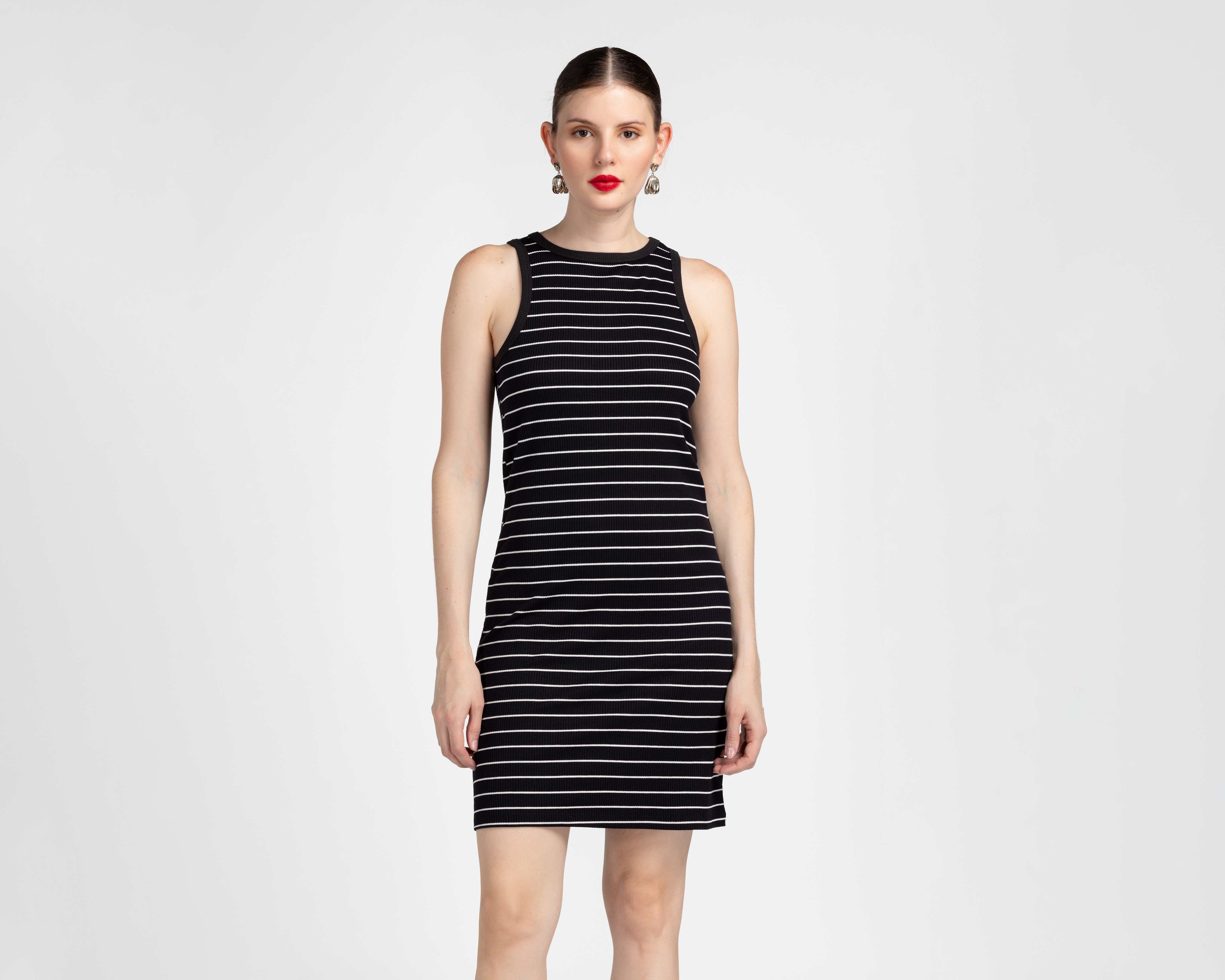 Vestido Casual Sahara a Rayas Negro sin Mangas para Mujer