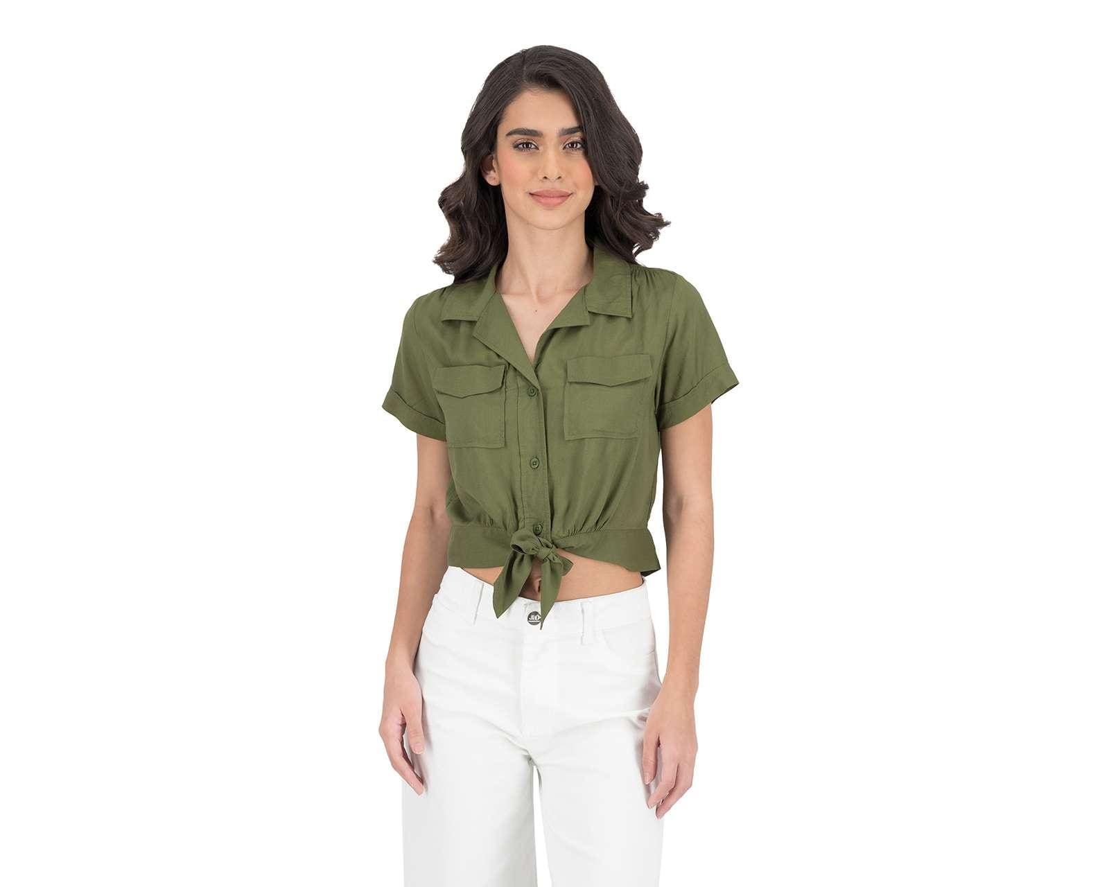 Foto 3 pulgar | Foto 2 | Blusa Jennifer Lopez Manga Corta con Botones