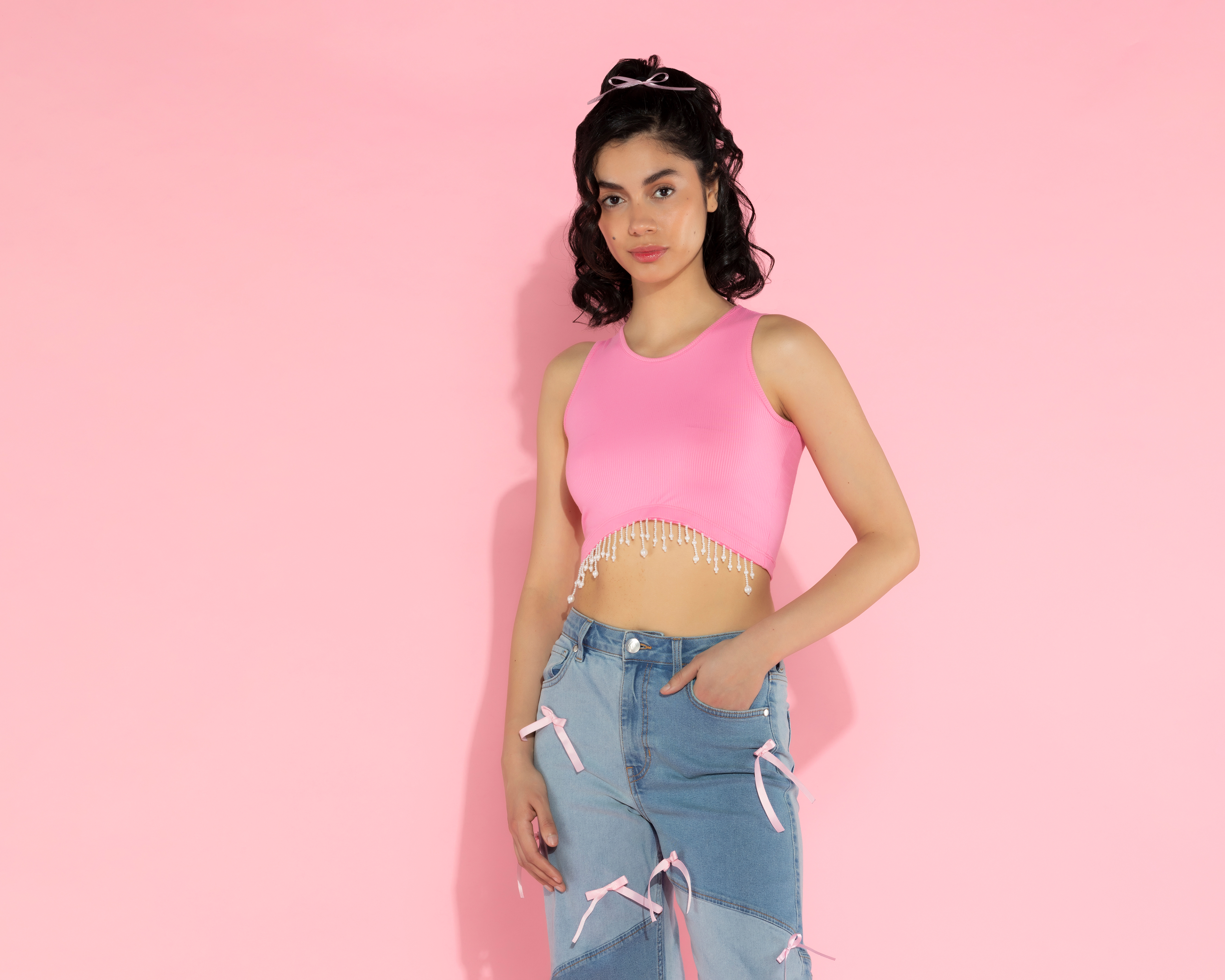 Blusa Thinner sin Mangas con Perlas