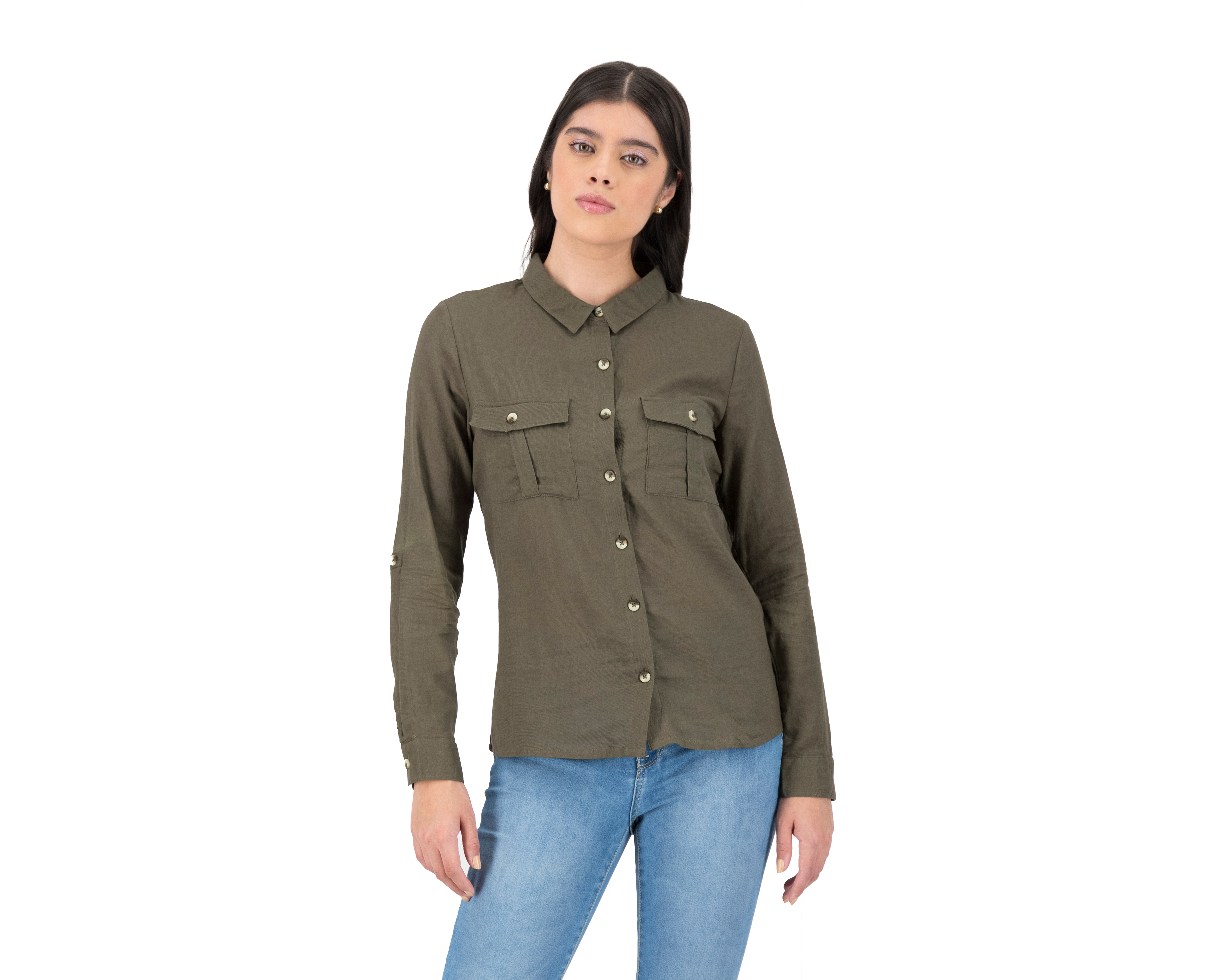 Blusa Refill Manga Larga con Botones