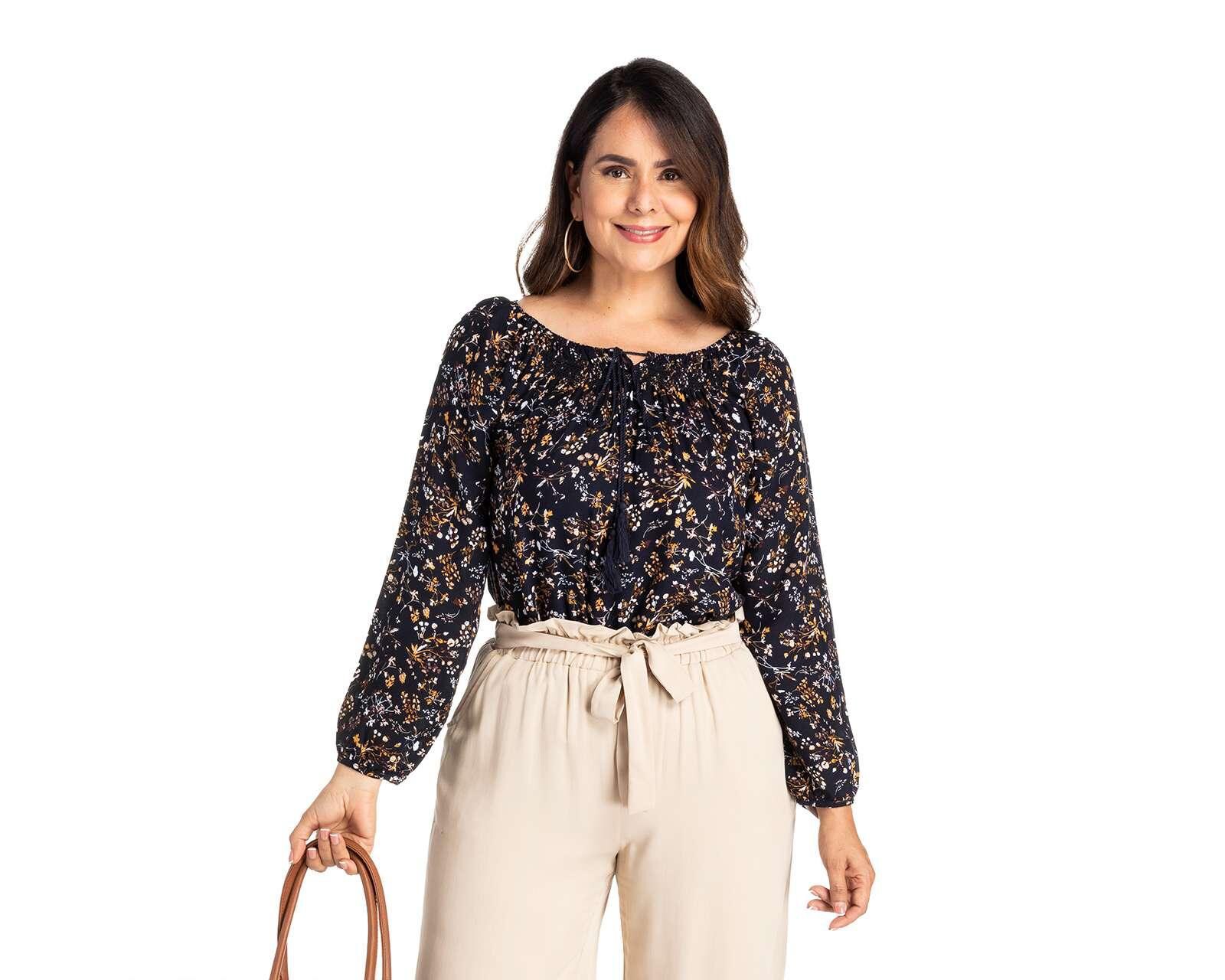 Blusa Lady Sun Manga Larga con Listón