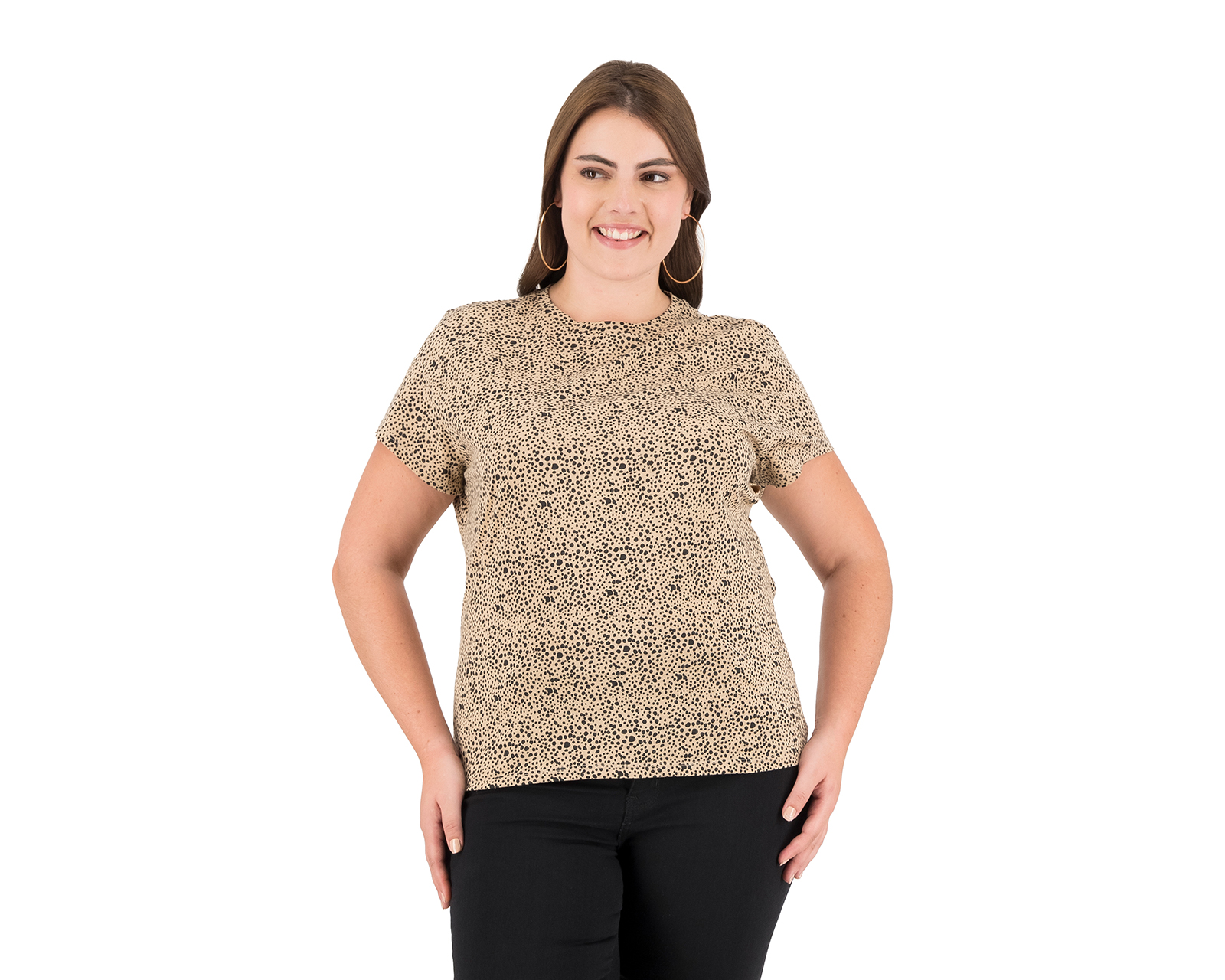 Foto 5 pulgar | Foto 4 | Playera Thinner Café con Lunares