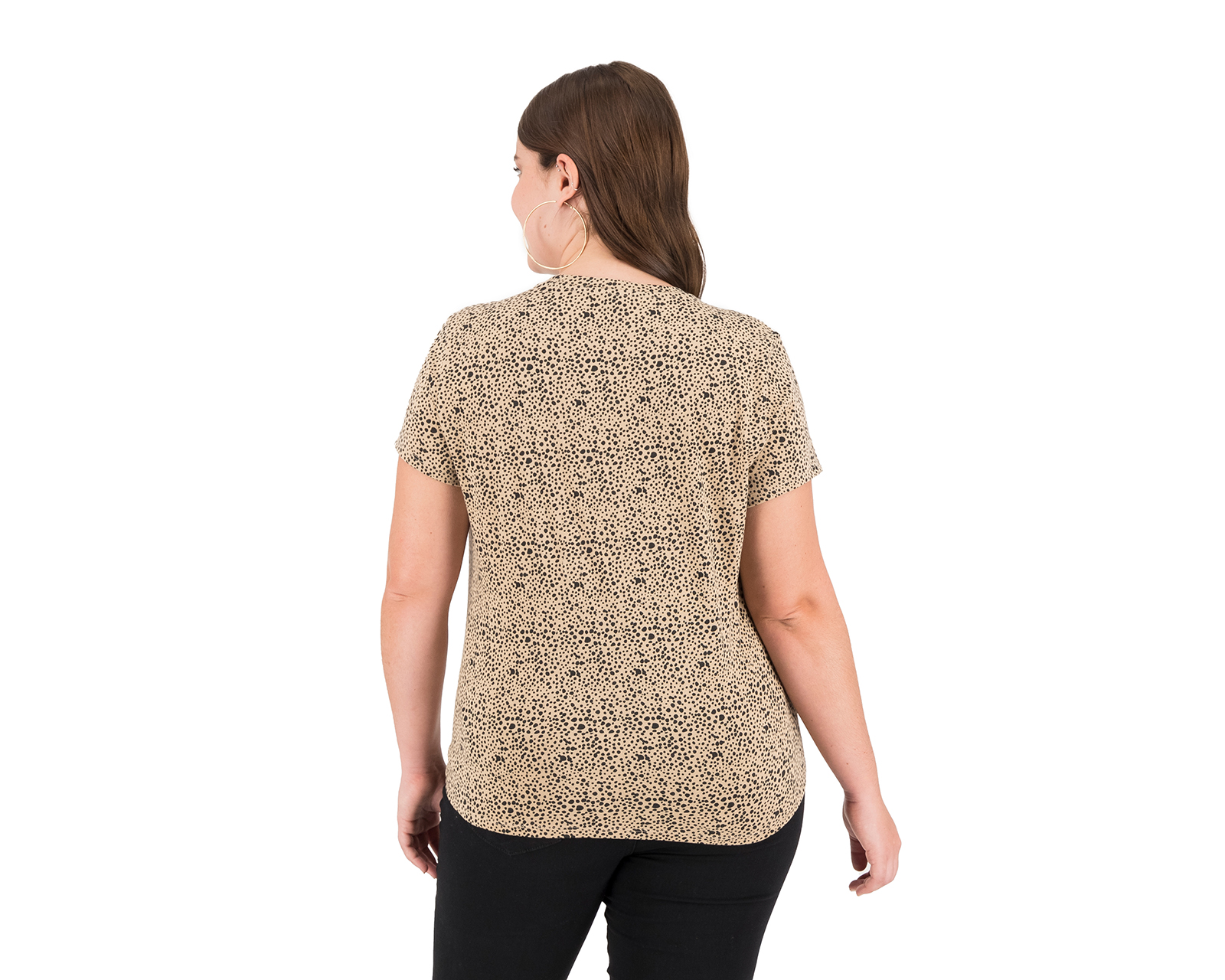Foto 7 pulgar | Foto 6 | Playera Thinner Café con Lunares